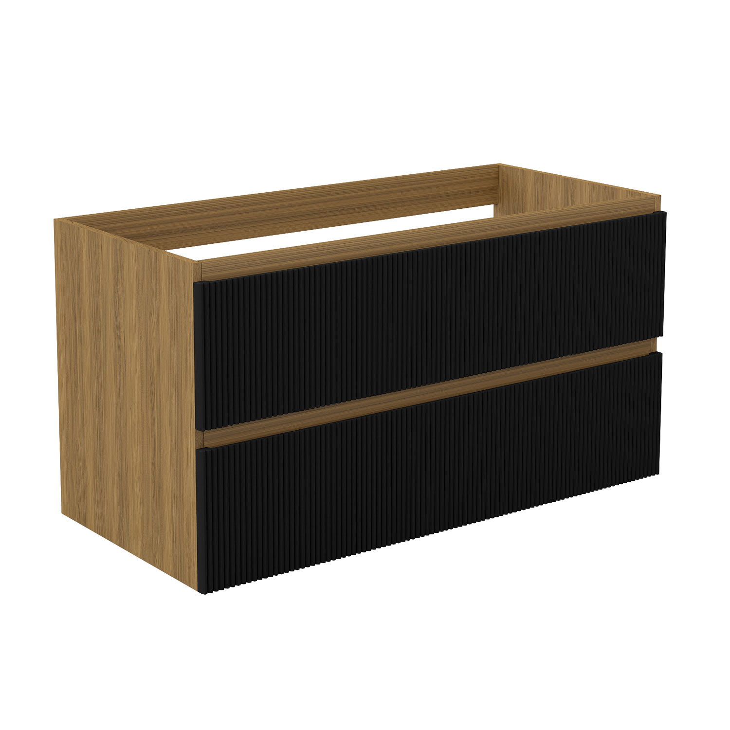 Unterschrank Badmöbel Badschrank Waschbeckenunterschrank 100cm Matt-nussbaum+mattschwarz Typ4
