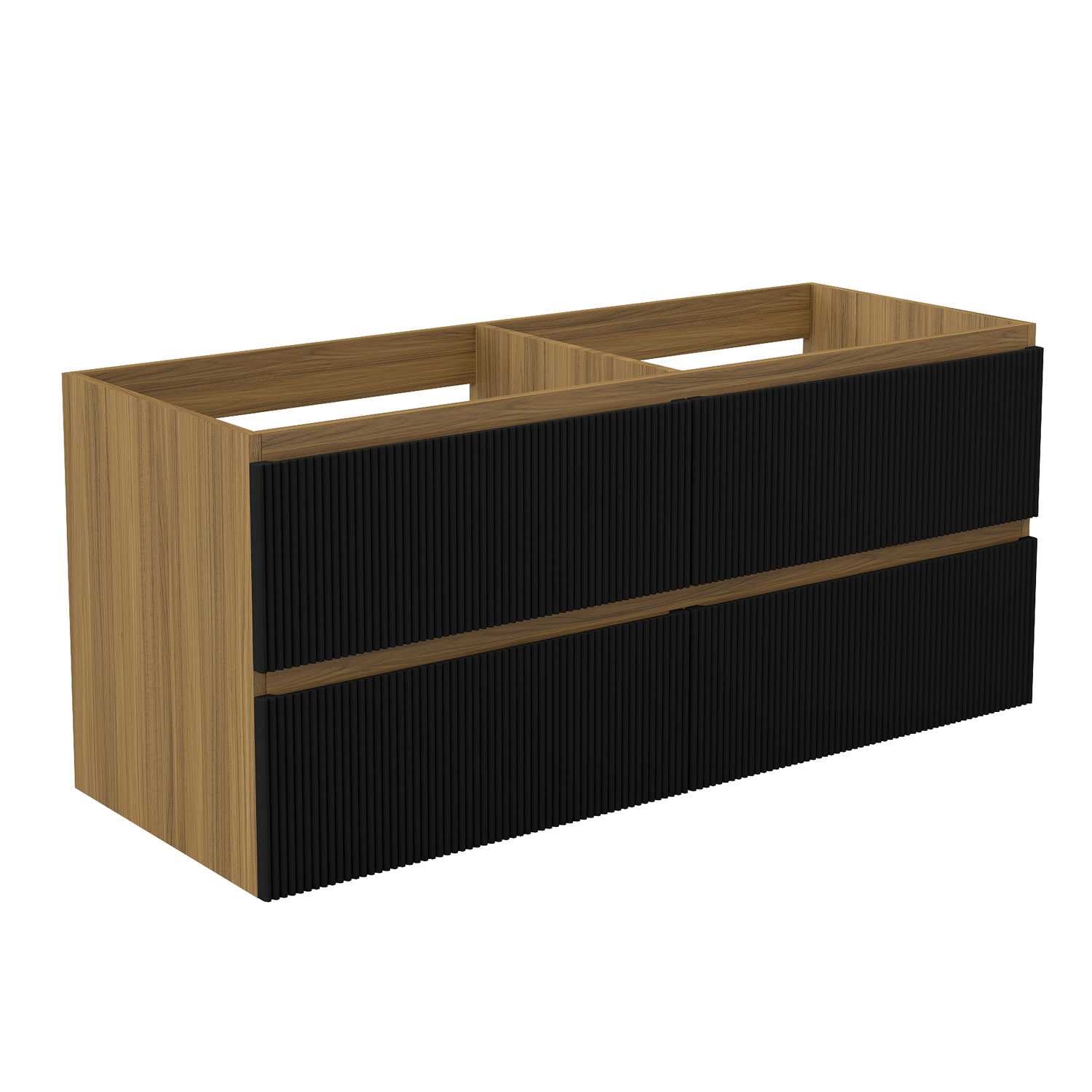 Unterschrank Badmöbel Badschrank Waschbeckenunterschrank 120cm Matt-nussbaum+mattschwarz Typ4