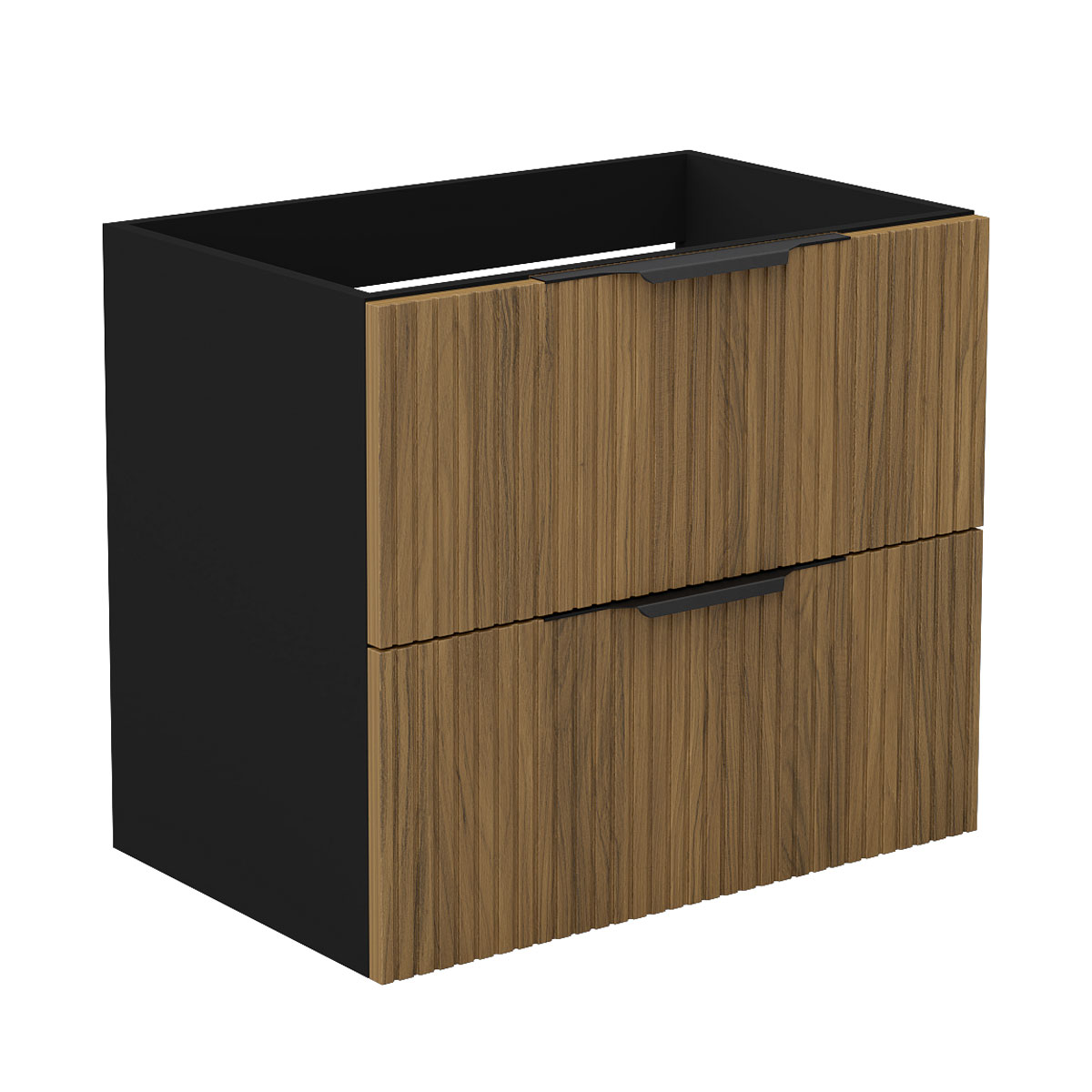 Unterschrank Badmöbel Badschrank Waschbeckenunterschrank 50cm Mattschwarz+matt-nussbaum Typ3