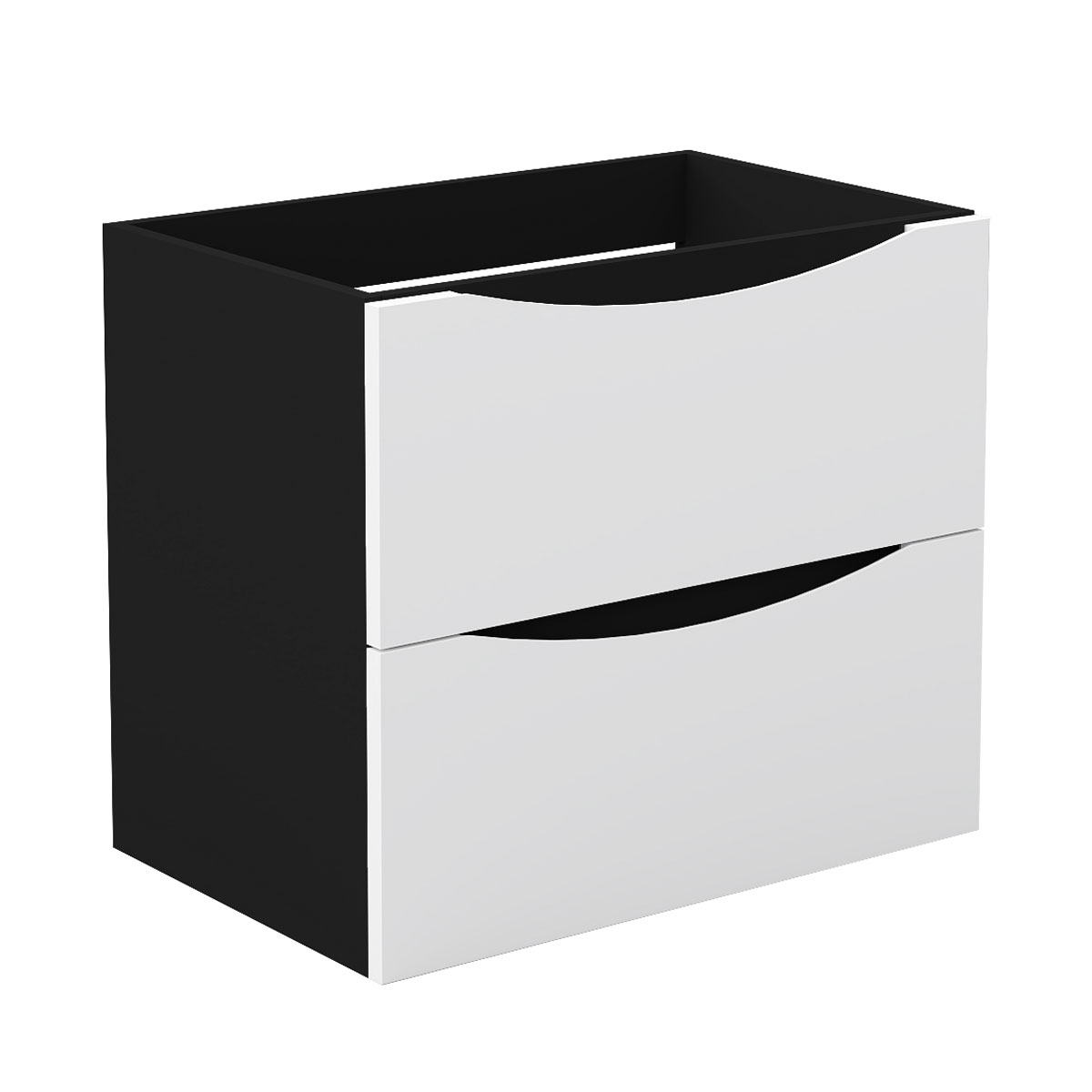 Unterschrank Badmöbel Badschrank Waschbeckenunterschrank 60cm Mattschwarz+mattweiß Typ2