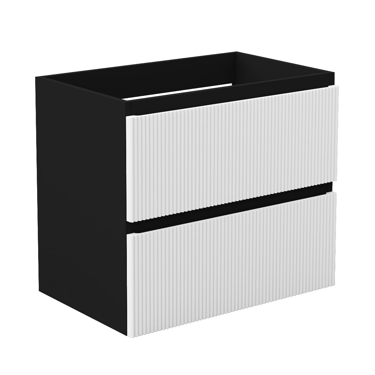 Unterschrank Badmöbel Badschrank Waschbeckenunterschrank 60cm Mattschwarz+mattweiß Typ4