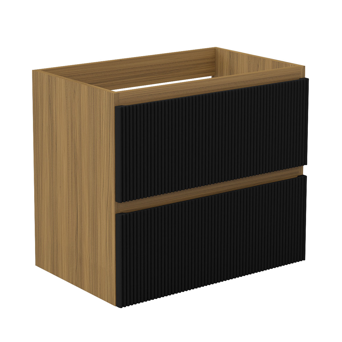 Unterschrank Badmöbel Badschrank Waschbeckenunterschrank 60cm Matt-nussbaum+mattschwarz Typ4