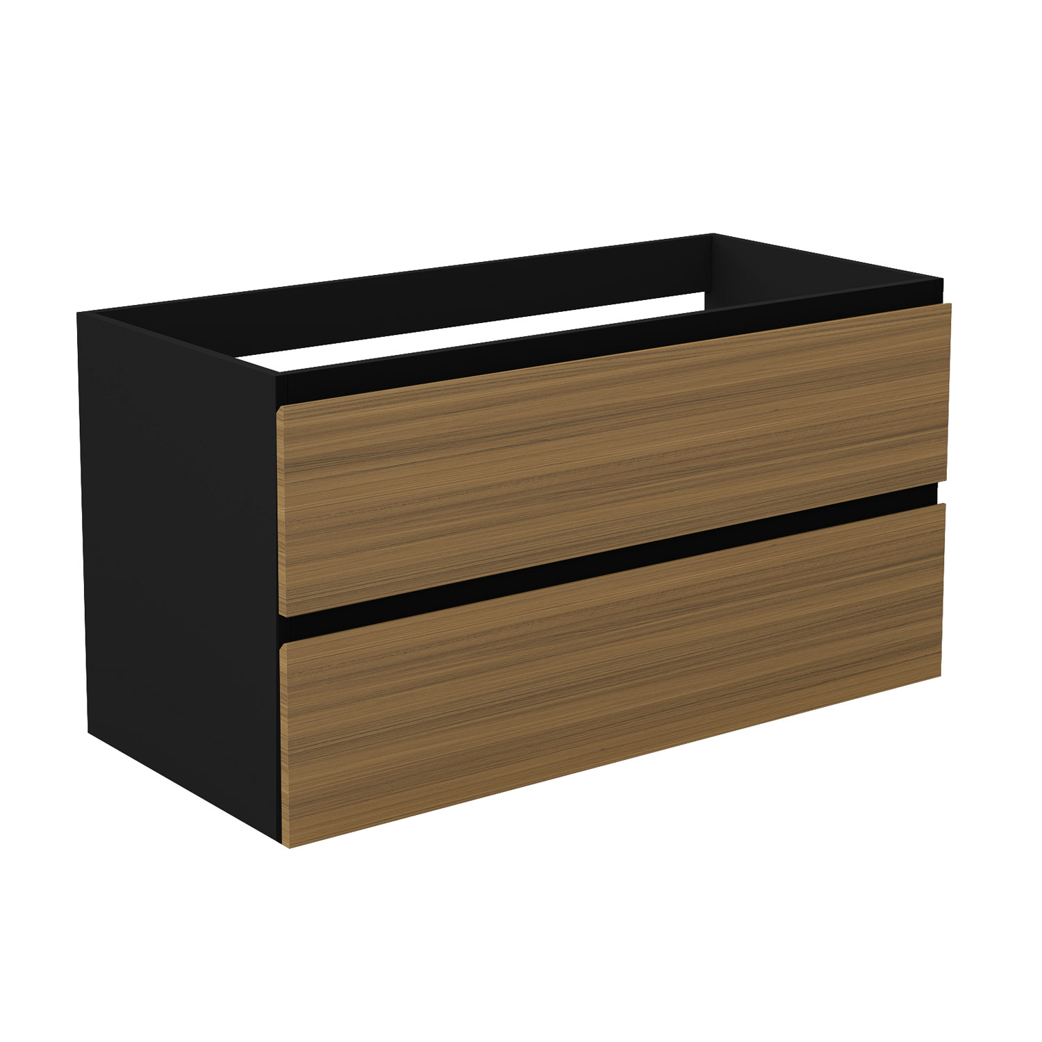Unterschrank Badmöbel Badschrank Waschbeckenunterschrank 80cm Mattschwarz+matt-nussbaum Typ1