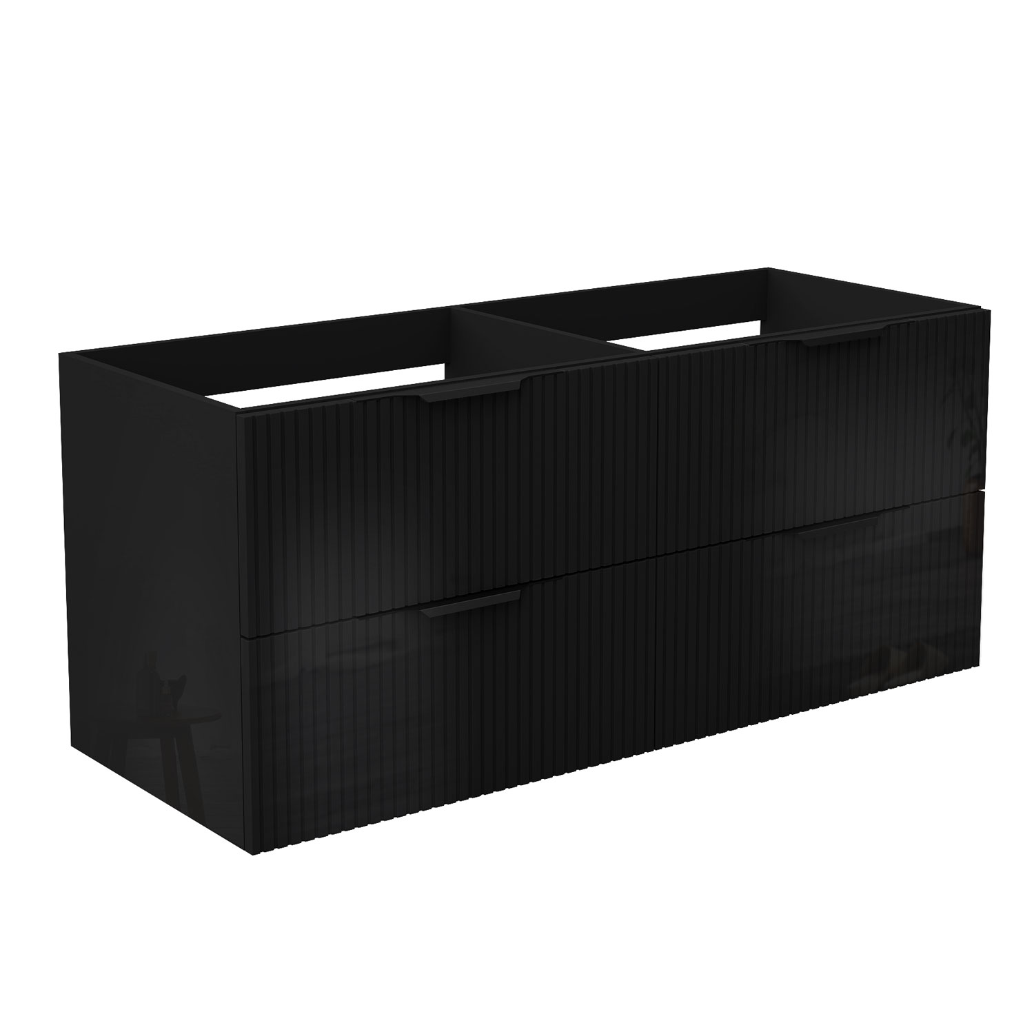 Glänzend Unterschrank Badmöbel Badschrank Gäste-wc Ohne Waschbecken 120cm Hochglanzschwarz Typ3