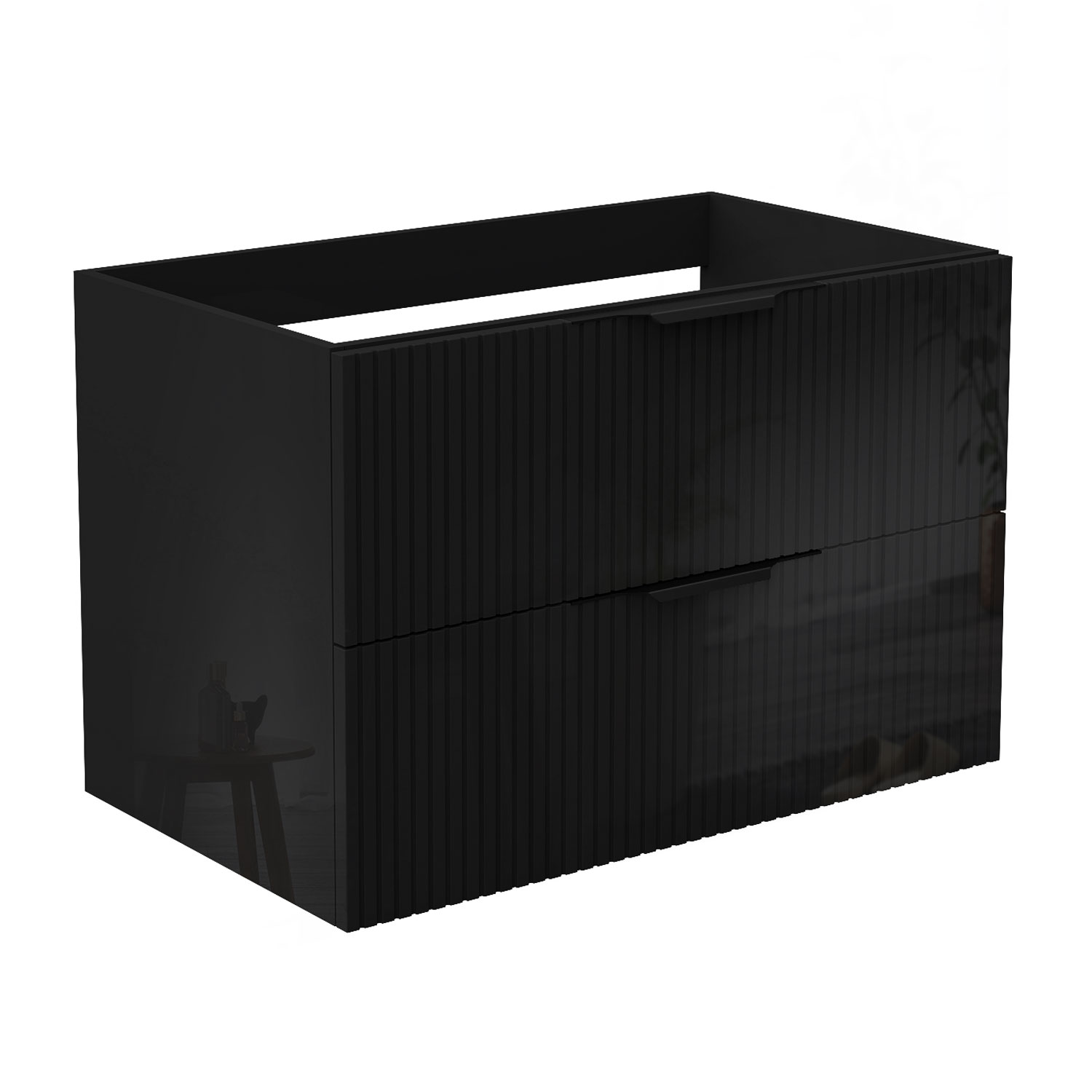 Glänzend Unterschrank Badmöbel Badschrank Gäste-wc Ohne Waschbecken 80cm Hochglanzschwarz Typ3