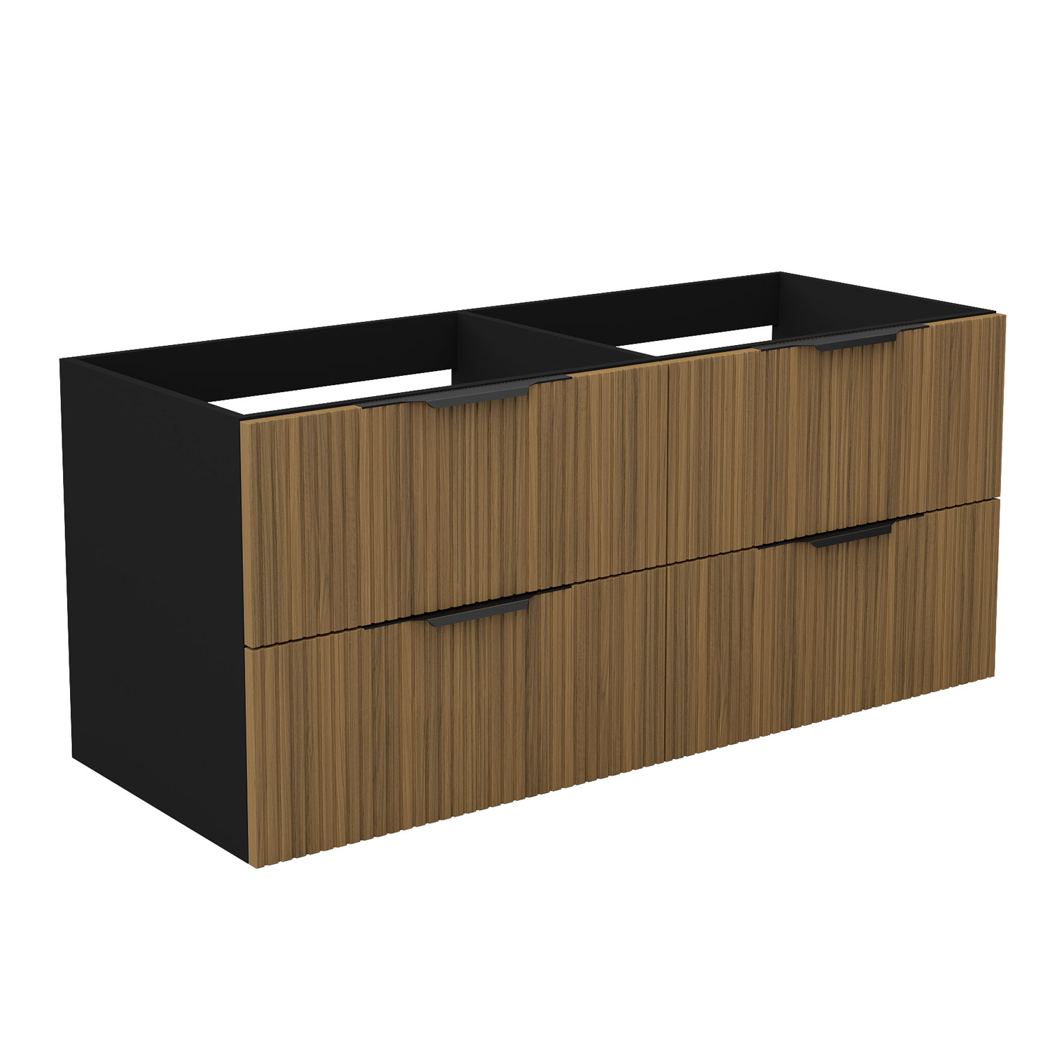 Unterschrank Badmöbel Badschrank Waschbeckenunterschrank 120cm Mattschwarz+matt-nussbaum Typ3