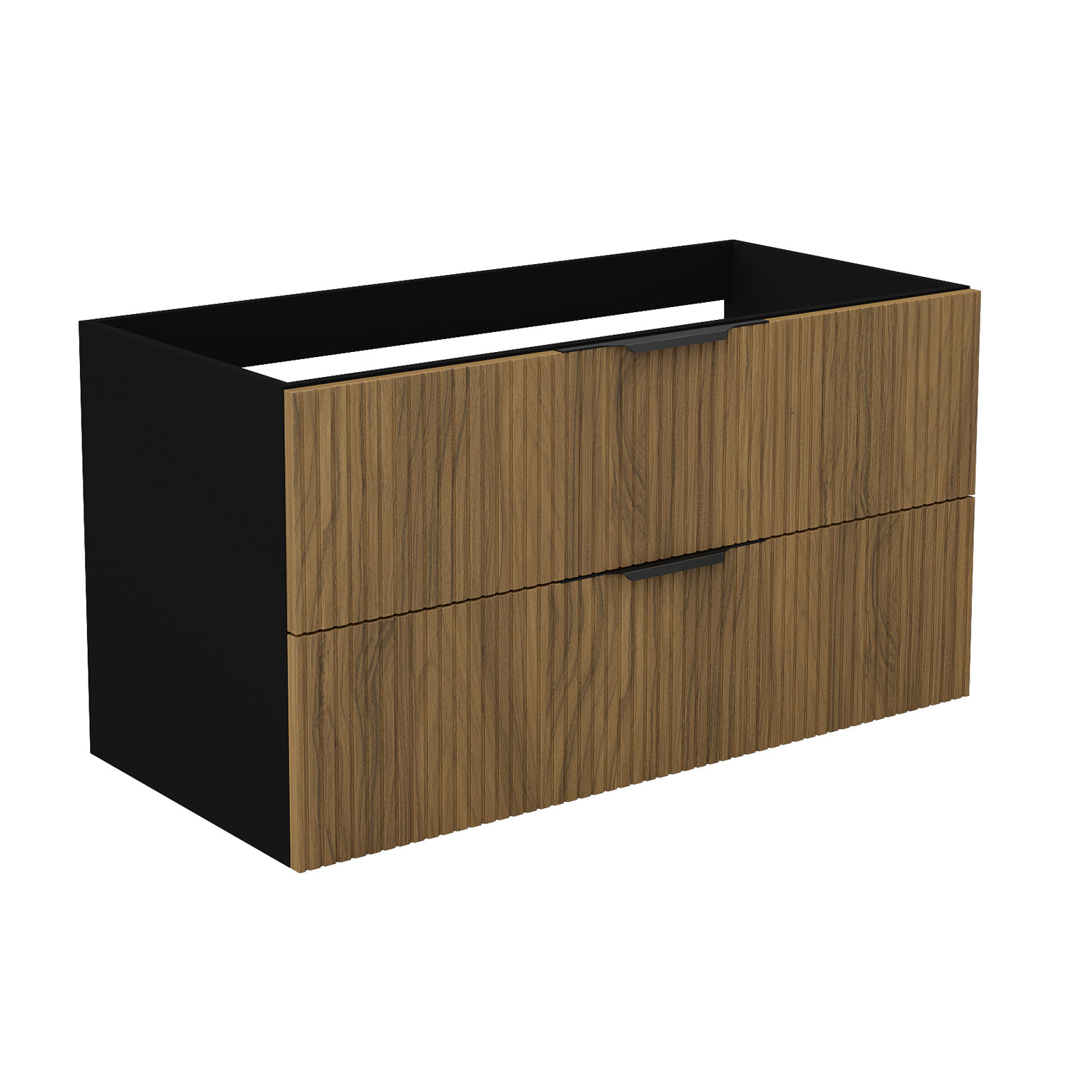 Unterschrank Badmöbel Badschrank Waschbeckenunterschrank 100cm Mattschwarz+matt-nussbaum Typ3