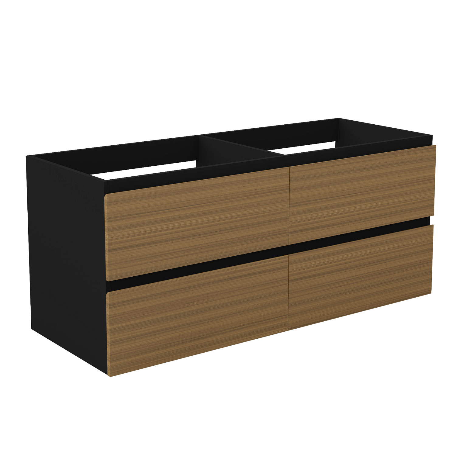 Unterschrank Badmöbel Badschrank Waschbeckenunterschrank 120cm Mattschwarz+matt-nussbaum Typ1