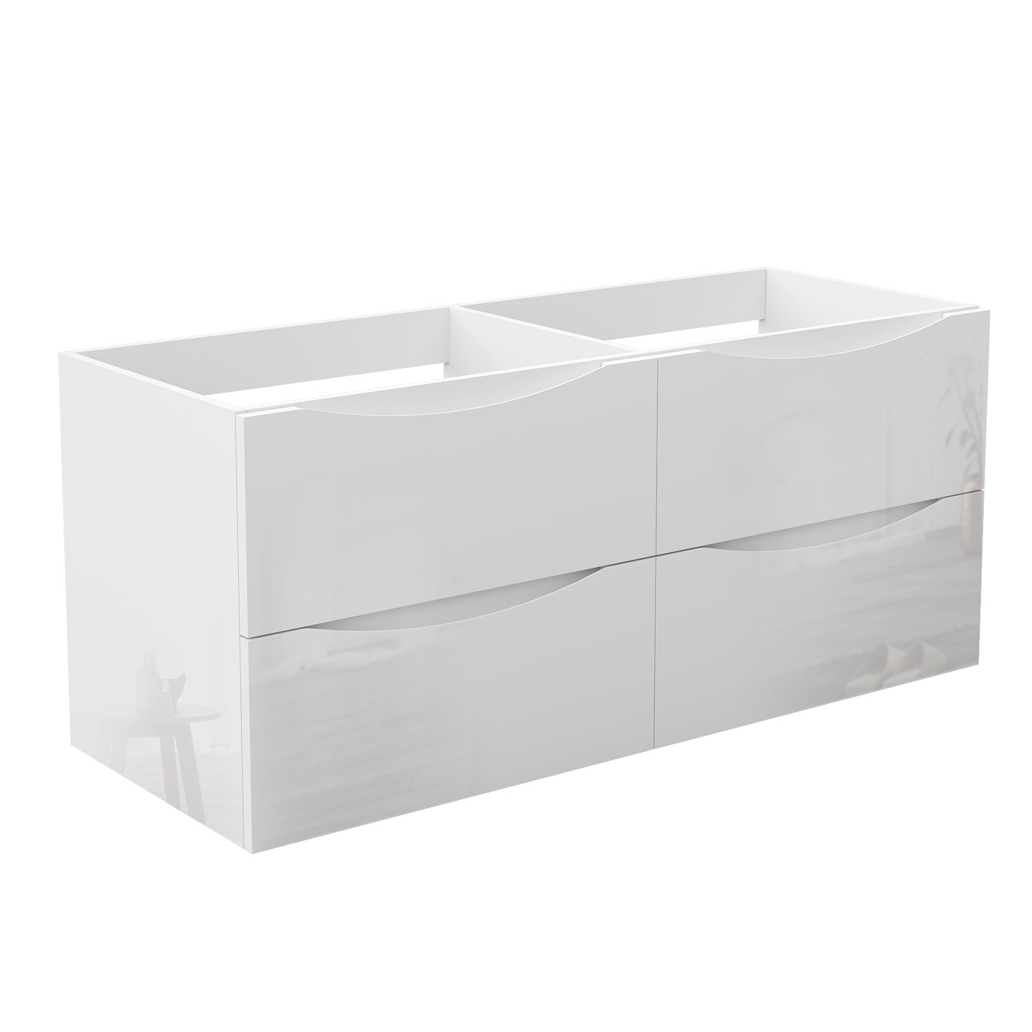 Glänzend Unterschrank Badmöbel Badschrank Gäste-wc Ohne Waschbecken 120cm Hochglanzweiß Typ2