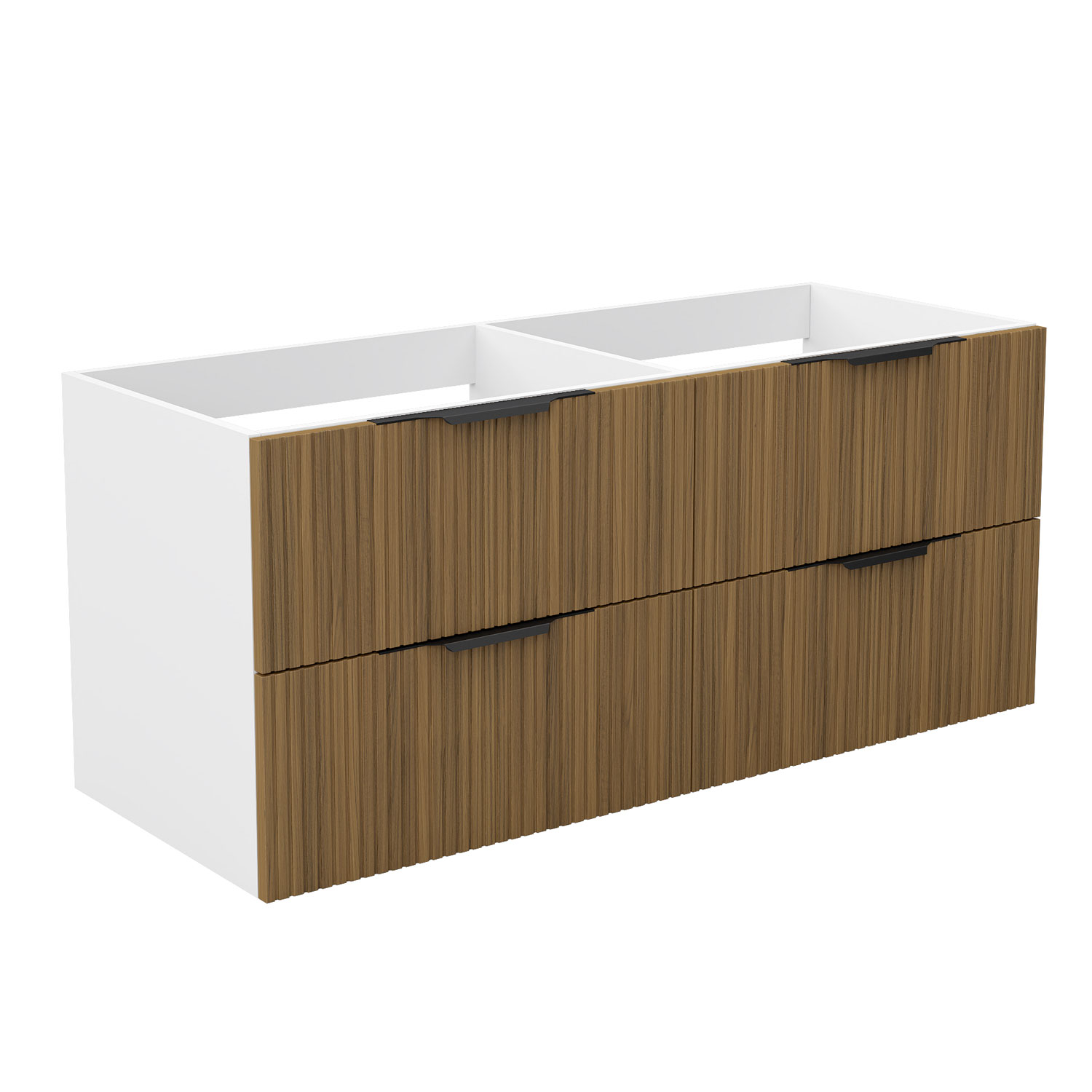 Unterschrank Badmöbel Badschrank Waschbeckenunterschrank 120cm Mattweiß+matt-nussbaum Typ3