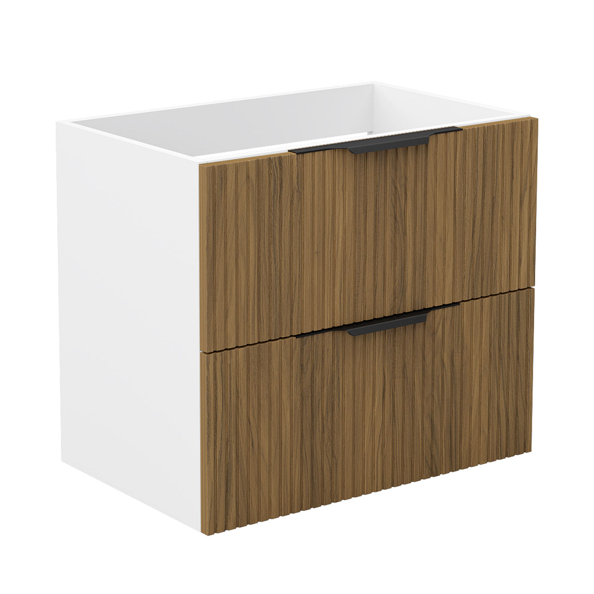 Unterschrank Badmöbel Badschrank Waschbeckenunterschrank 50cm Mattweiß+matt-nussbaum Typ3