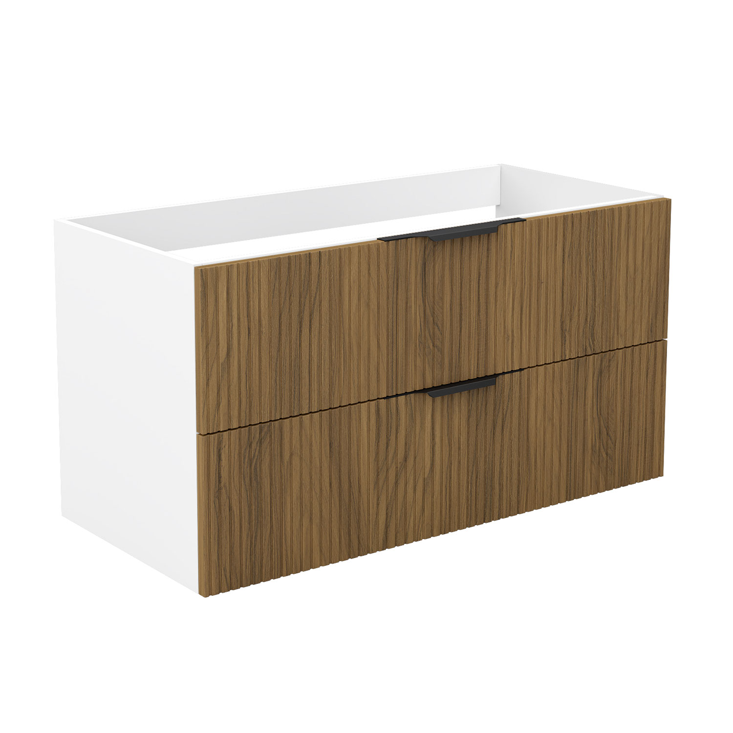 Unterschrank Badmöbel Badschrank Waschbeckenunterschrank 80cm Mattweiß+matt-nussbaum Typ3