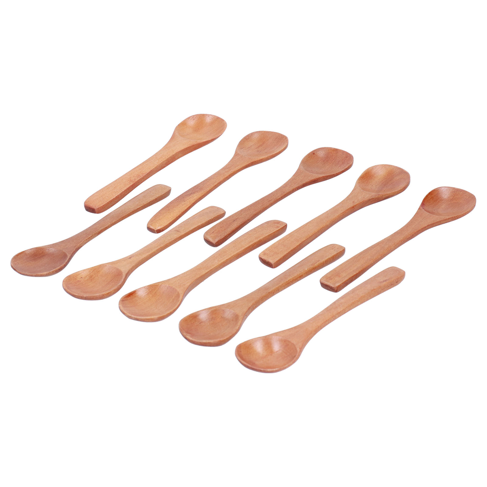 10er-pack Holzlöffel, Kindergeschirr, Mini-rundlöffel Mit Langem Griff Für Die Küche, 13 X 3 Cm