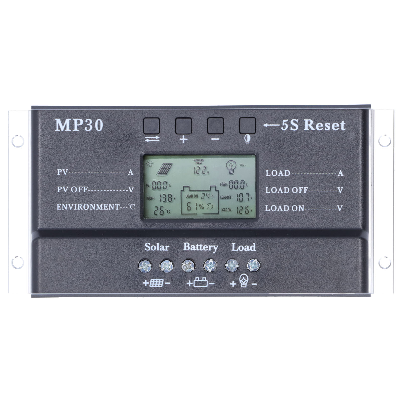 Solarladeregler 30a 12/24v Mit Lcd-display, Hintergrundbeleuchtung, Schutzschaltung, Usb-anschluss, Mppt- Und Pwm-batterieregler