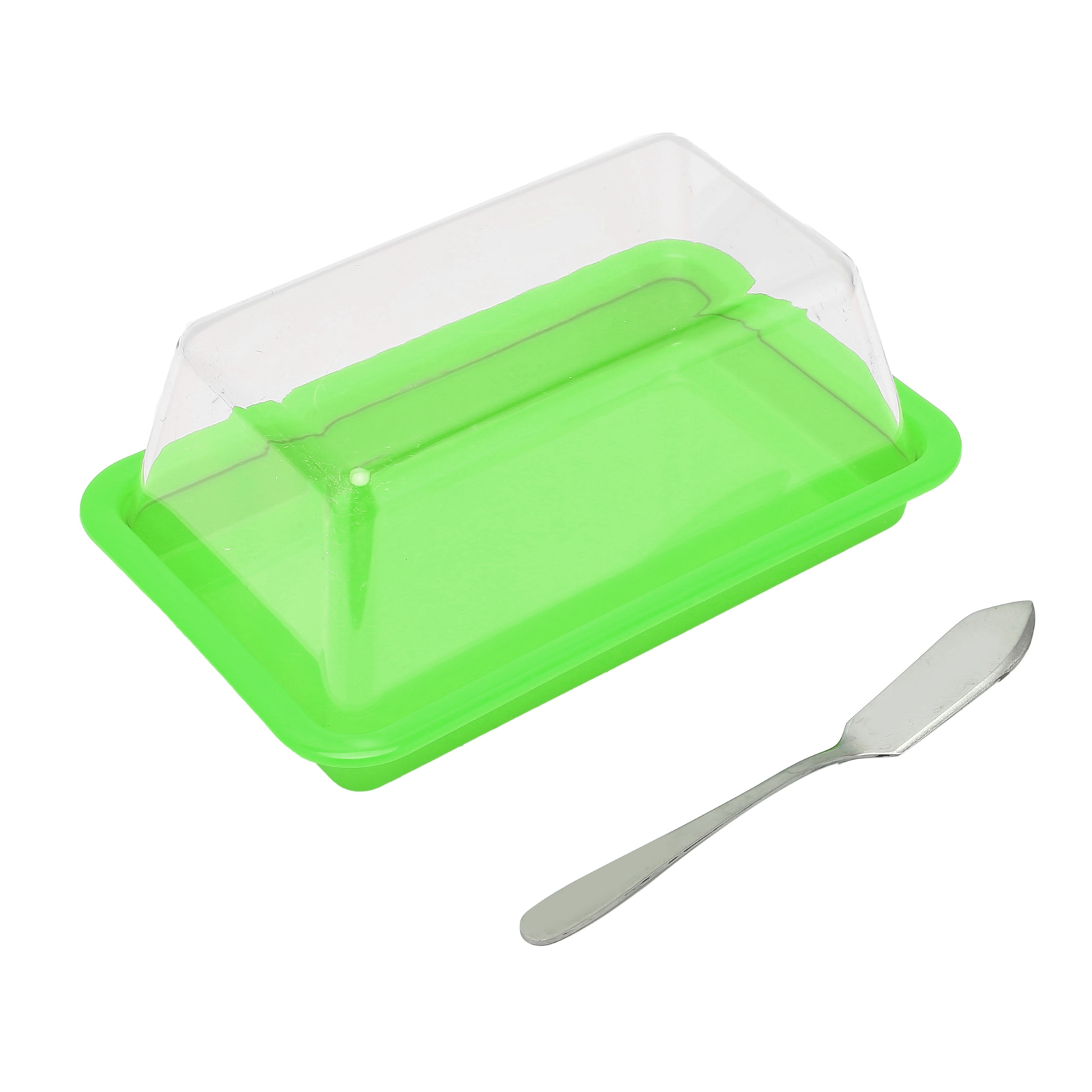 Quadratische Butteraufbewahrungsbox Aus Kunststoff, Butterausstecher Und Käsebehälter Mit Transparentem Deckel, Grün