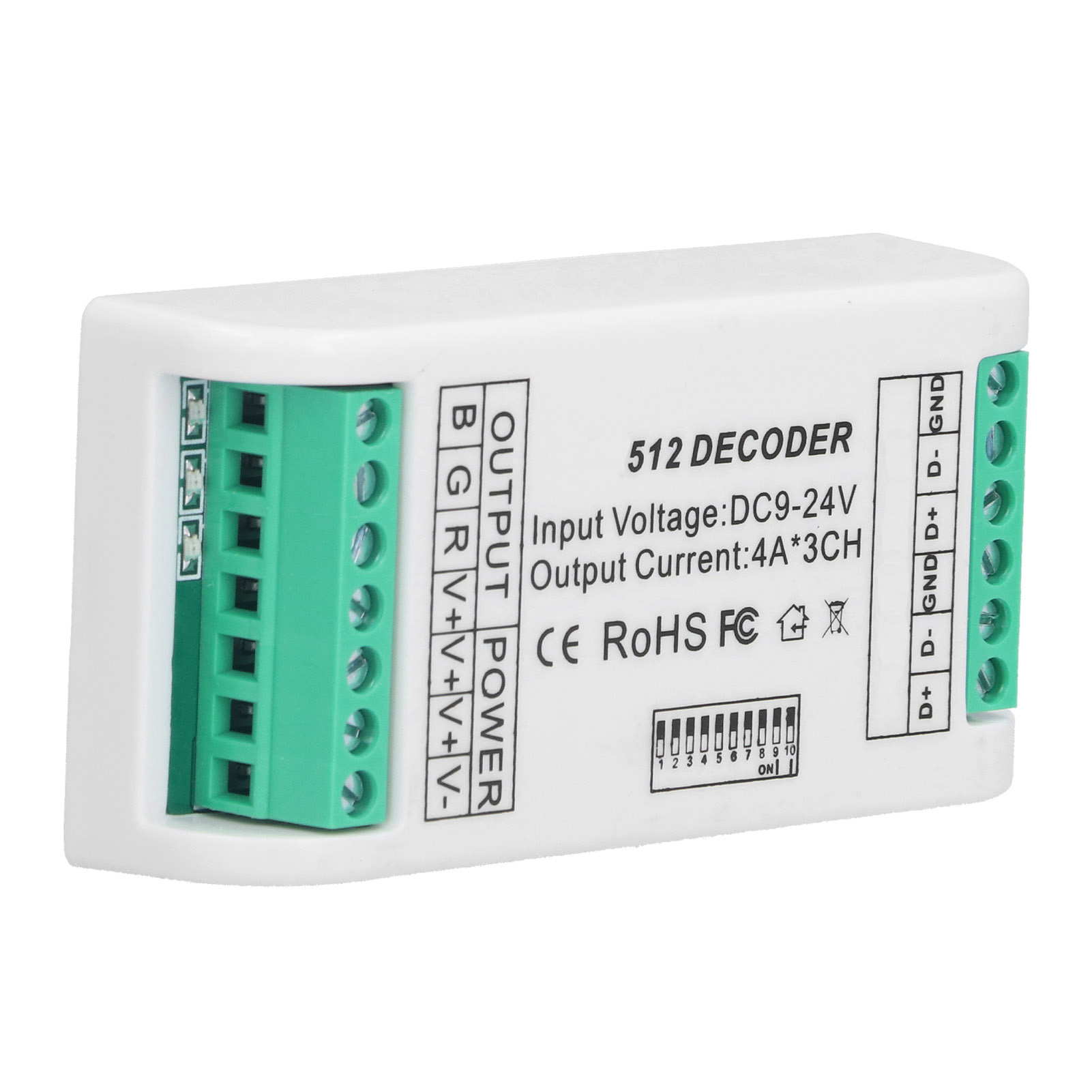 3-kanal-led-decoder-streifen-controller Rgb-controller Dmx512 Konstantspannungssteuerung 9–24 V