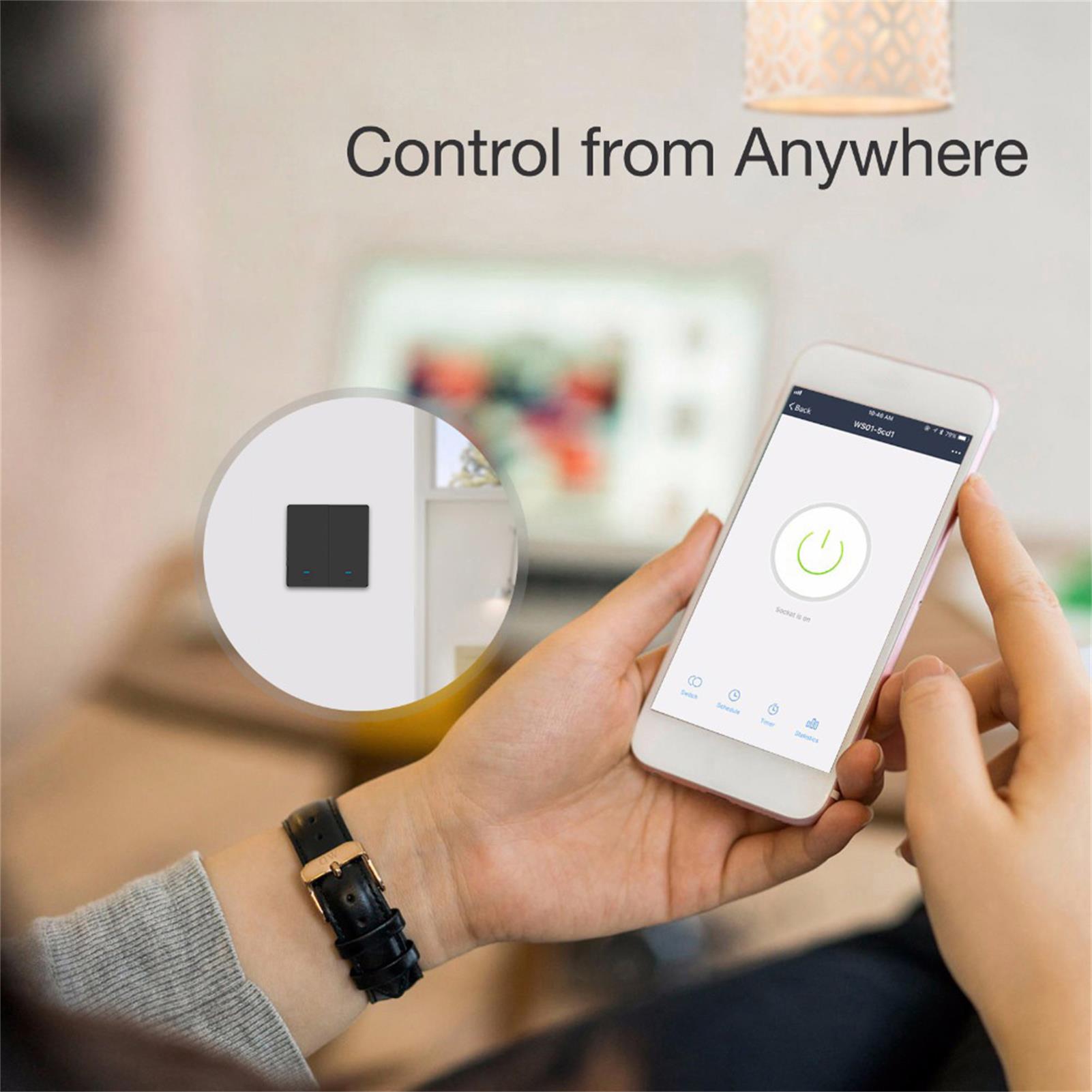 Intelligenter Wlan-lichtschalter Mit Druckknopfsteuerung, Sprach-, Fernbedienungs- Und Touch-bedienung. Kompatibel Mit Alexa Assistant. Funktionen Wie Zeitplanung, Timer Und Countdown. Benötigt Einen