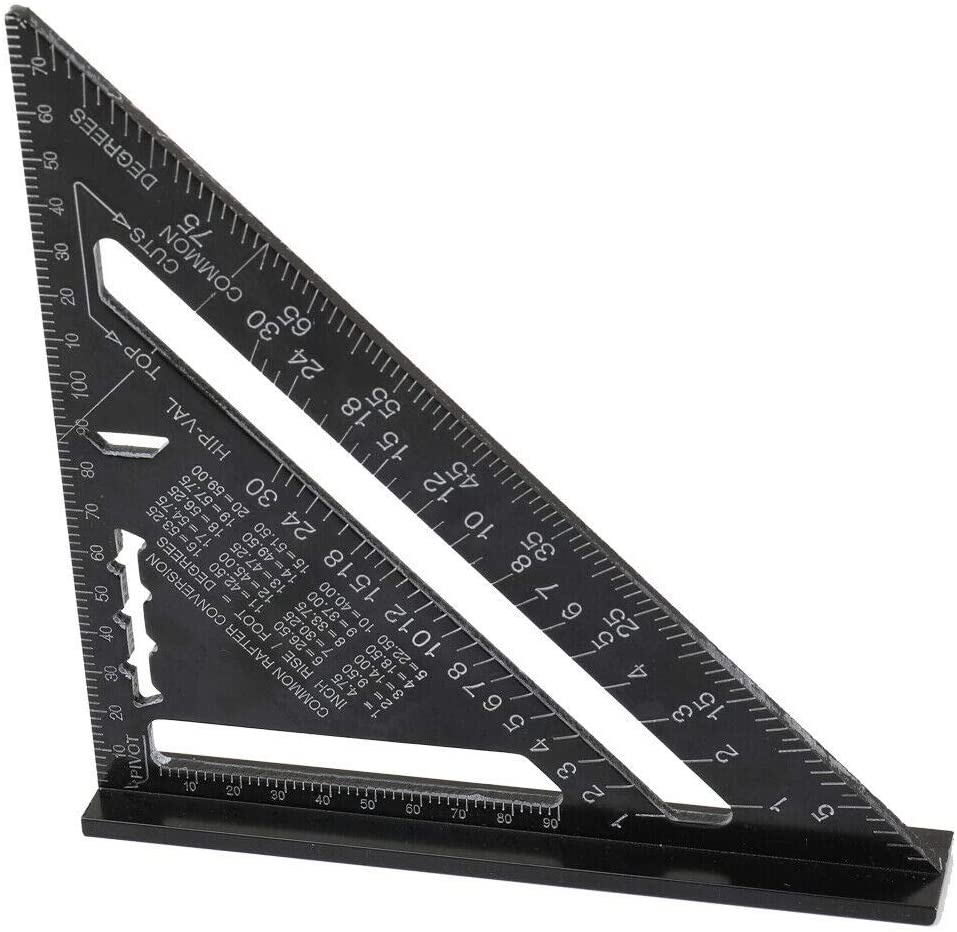 7-zoll-dreiecklineal Aus Aluminiumlegierung, Metrischer Winkelmesser, Layout-messwerkzeug Für Ingenieure Und Schreiner, Schwarz