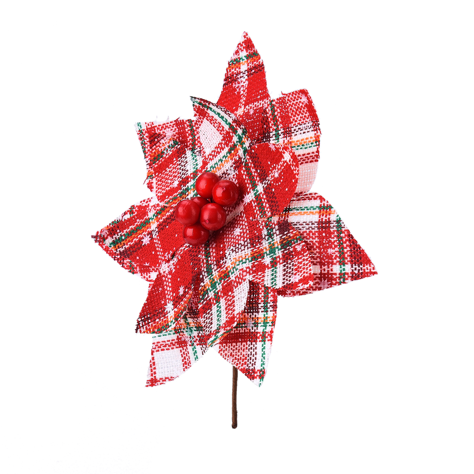 Karierte Weihnachtsstern-weihnachtsbaumkugeln, Künstliche Weihnachtsblumen, Weihnachtsstern-girlande, Hochzeits- Und Weihnachtsdekoration, Gestreift, Rot