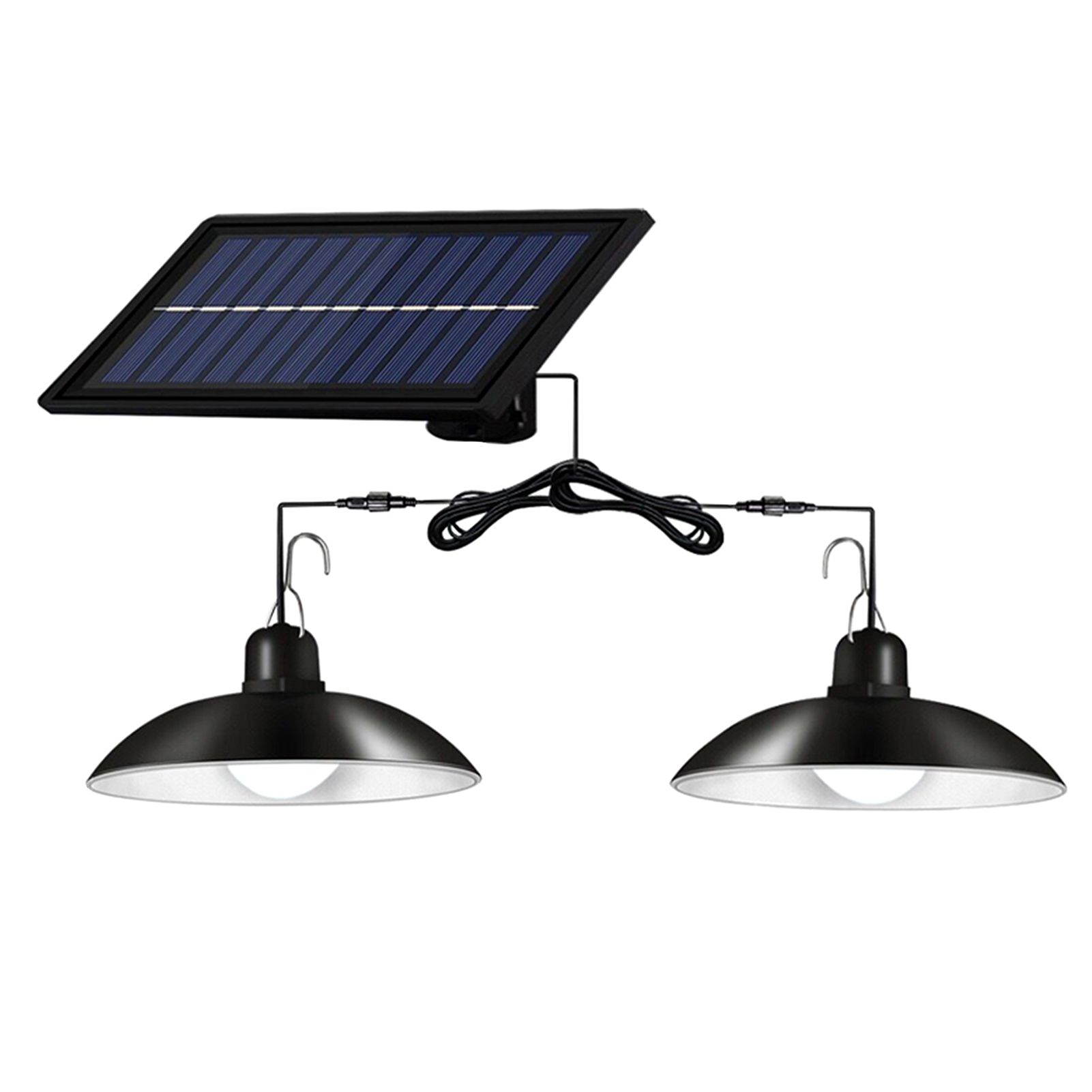 Dimmbare Solar-led-deckenleuchte Mit 2 Leuchtenköpfen, Geeignet Für Gartenhäuser, Terrassen Und Als Kronleuchter. Inklusive Fernbedienung, Timer-funktion Und Schutzart Ip65 (wasserdicht) Für Den Innen