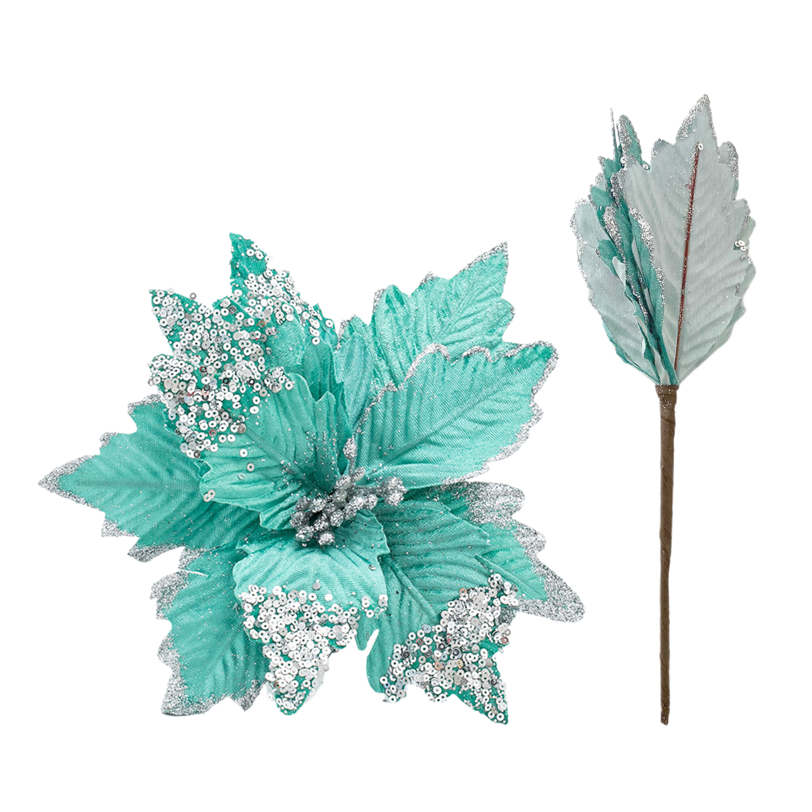 Grüne Künstliche Weihnachtssternblume, 25 Cm, Skalierbar, Multifunktional, Weihnachtsdekoration Für Feste
