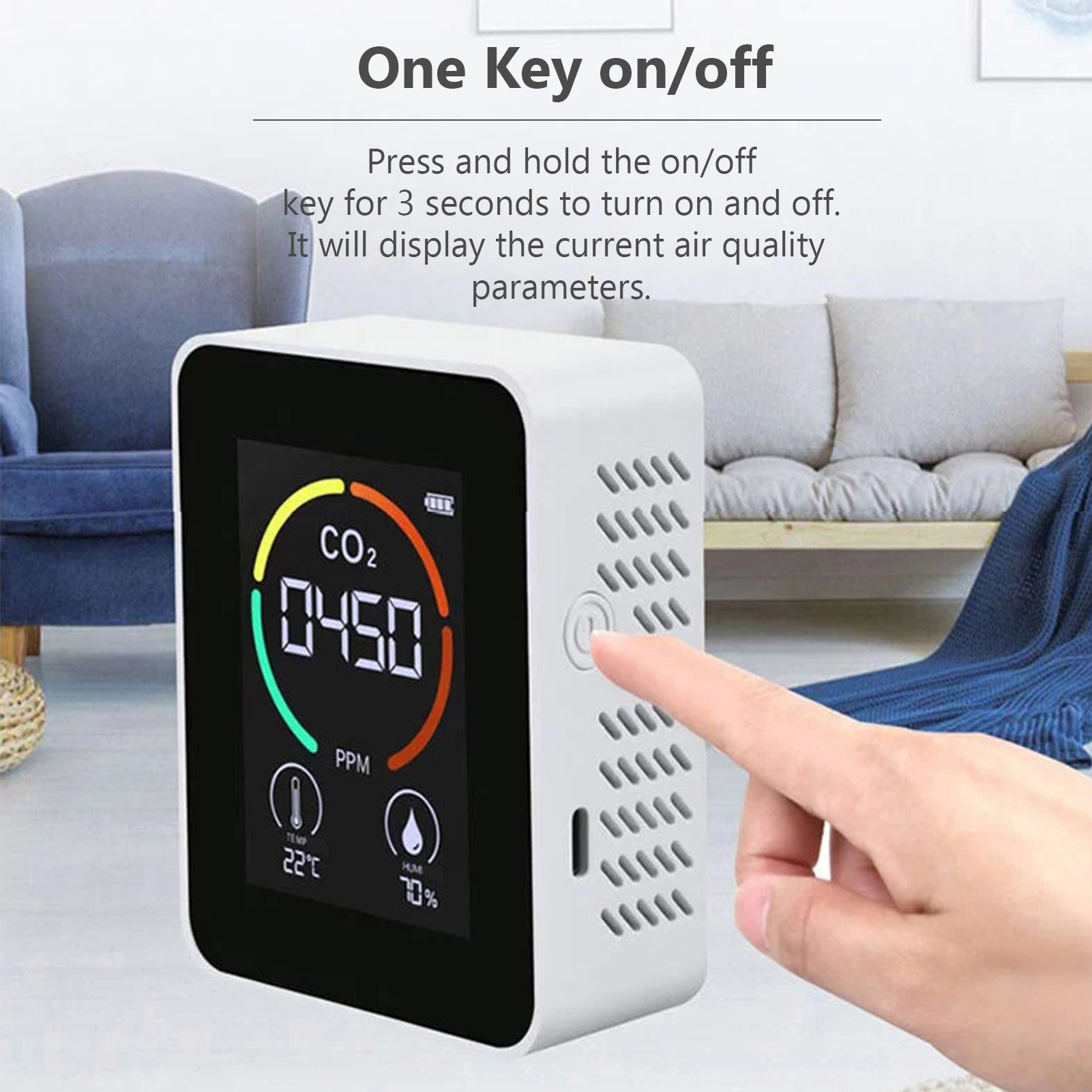 3-in-1-kohlendioxiddetektor, Luftqualitätsmonitor, Temperatur- Und Feuchtigkeitsmesser, Digitales Co2-messgerät Für Zuhause Und Büro