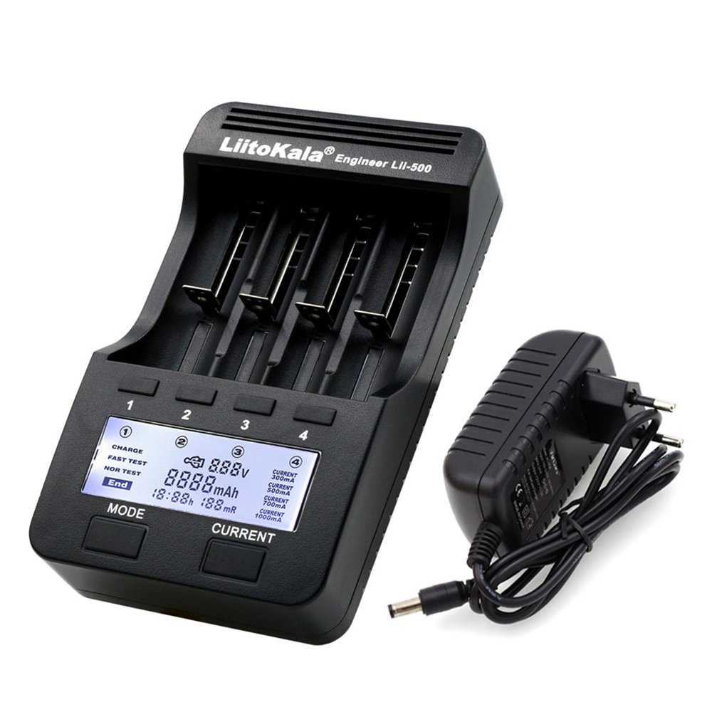 Liitokala Lii-500 Intelligentes 4-steckplatz-akkuladegerät-set Für 3,7-v-li-ion- Und 1,2-v-ni-mh-akkus Mit Lcd-display