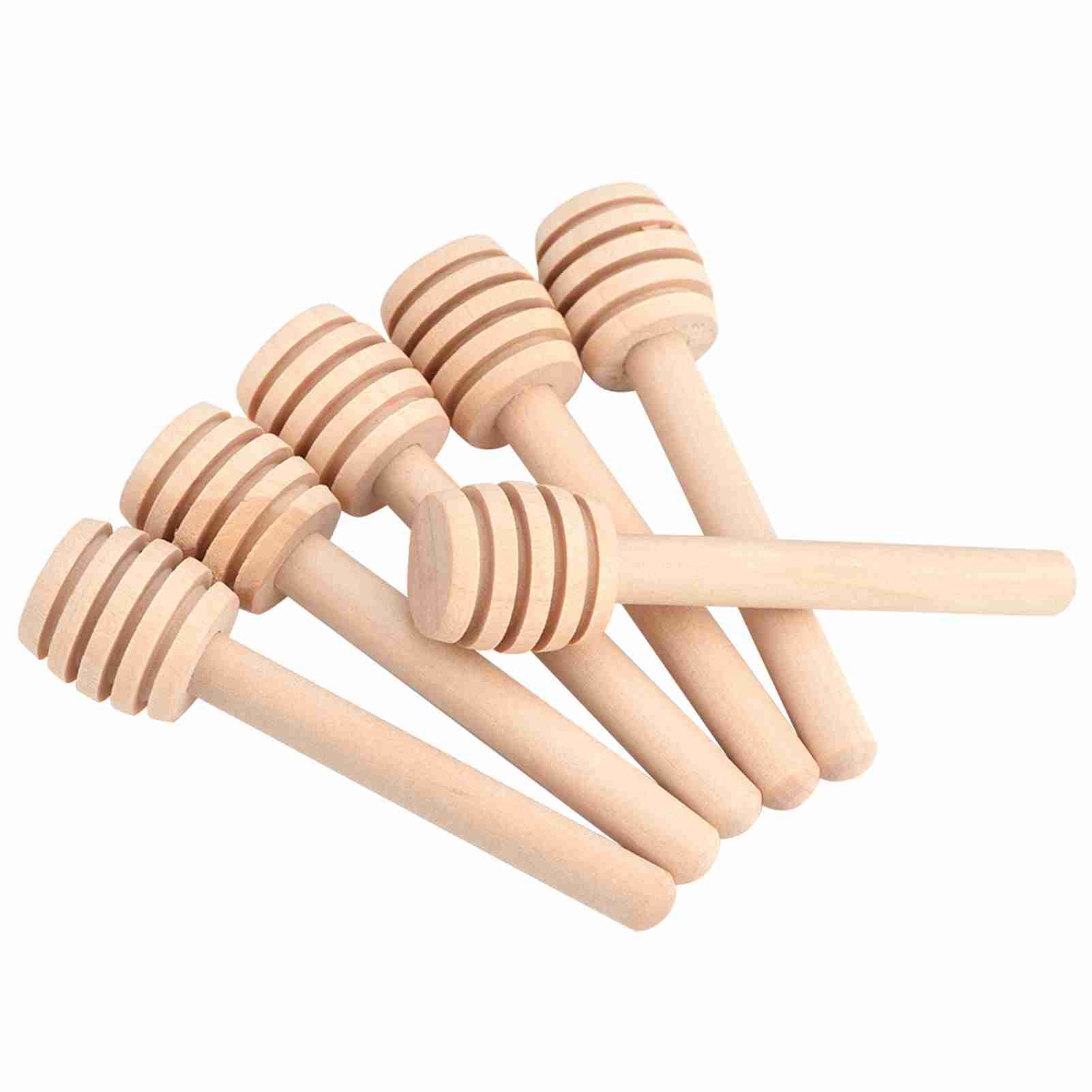 50-teiliges Set Haushalts-honig- Und Marmeladengläser Aus Holz Mit Dosier- Und Sammelfunktion Sowie Rührstab (8 Cm)