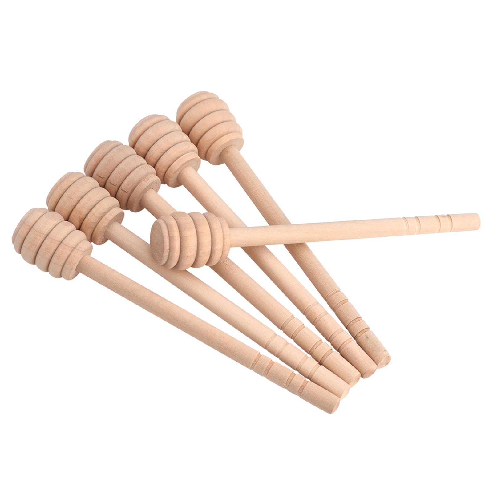 50-teiliges Set Haushalts-honig- Und Marmeladengläser Aus Holz Mit Dosier- Und Sammelfunktion Sowie Rührstab (15 Cm)