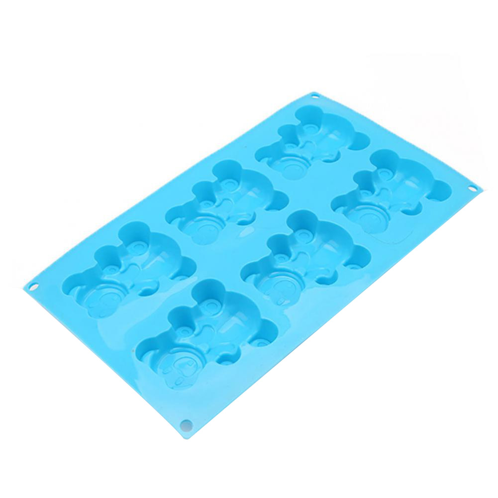 5-teilige Silikon-keksform Mit Blauem Cartoon-bärenmotiv, Hitzebeständig, Für Schokolade, Süßigkeiten Und Kuchen.