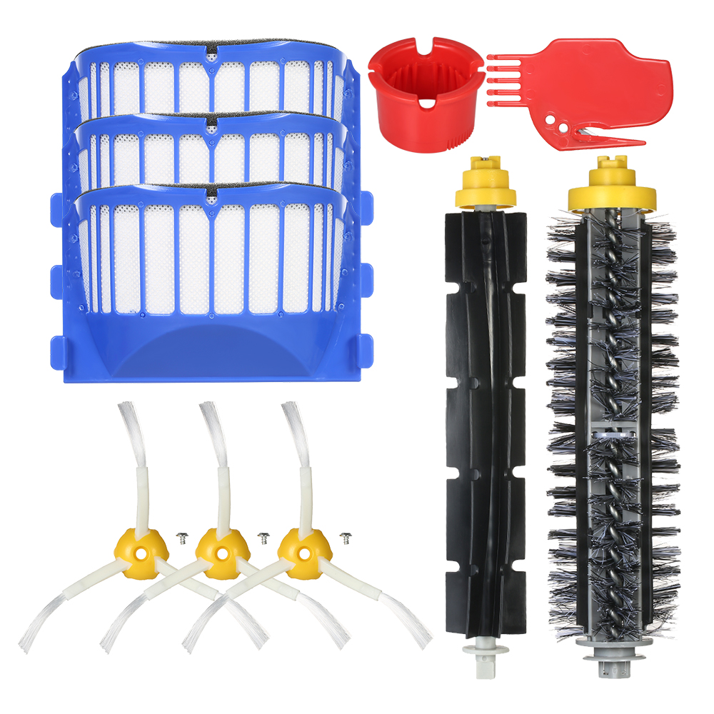 10-teiliges Ersatzteilset Für Irobot Roomba 600 Serie 690 691 694 650 651 664 615 601 630 Staubsauger – Bürstenkopf + Flexible Bürste + Seitenbürsten + Filter + Reinigungswerkzeug