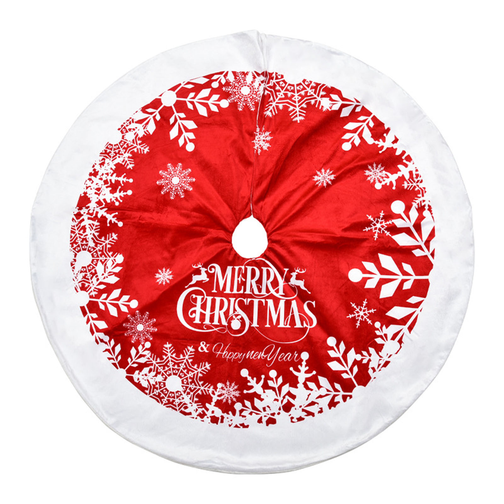 Weihnachtsdekoration 122 Cm Roter, Superweicher, Bedruckter Baumrock Aus Stoff, Christbaumunterseite