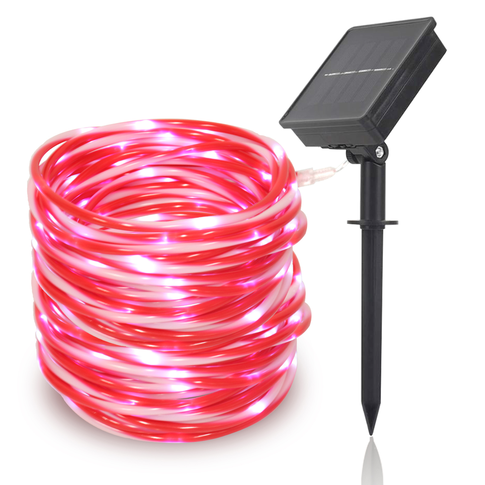 Led-solar-röhrenleuchte Für Terrasse Und Garten, Wasserdichte Pvc-lichterkette Mit Stecker Und Buchse, 5 M Lang, 50 Leuchten