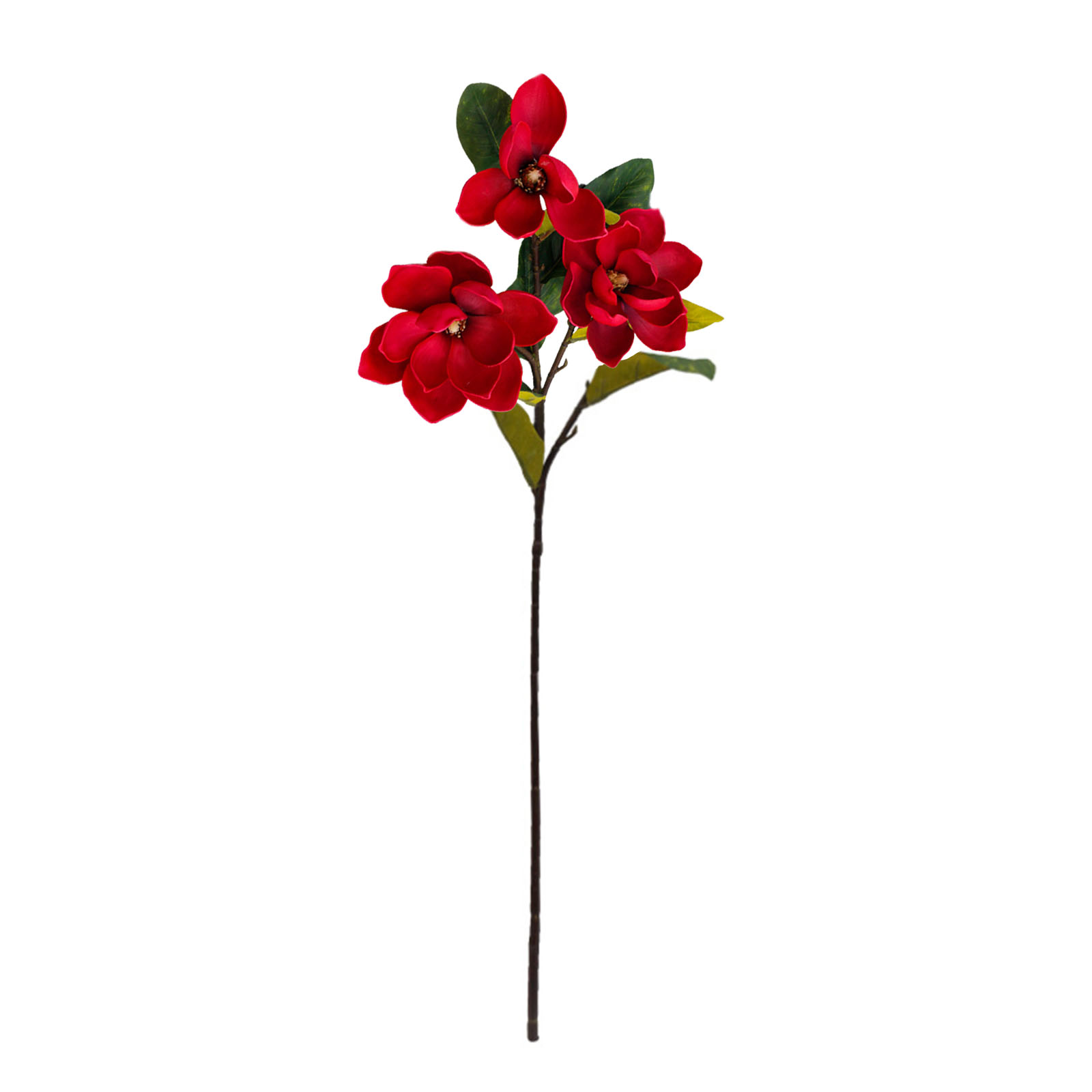 Künstliche Yulan-blume, Langstieliger Kunstblumenstrauß, Vase, Blumenarrangement Für Die Heimdekoration, 3 Köpfe, Rot