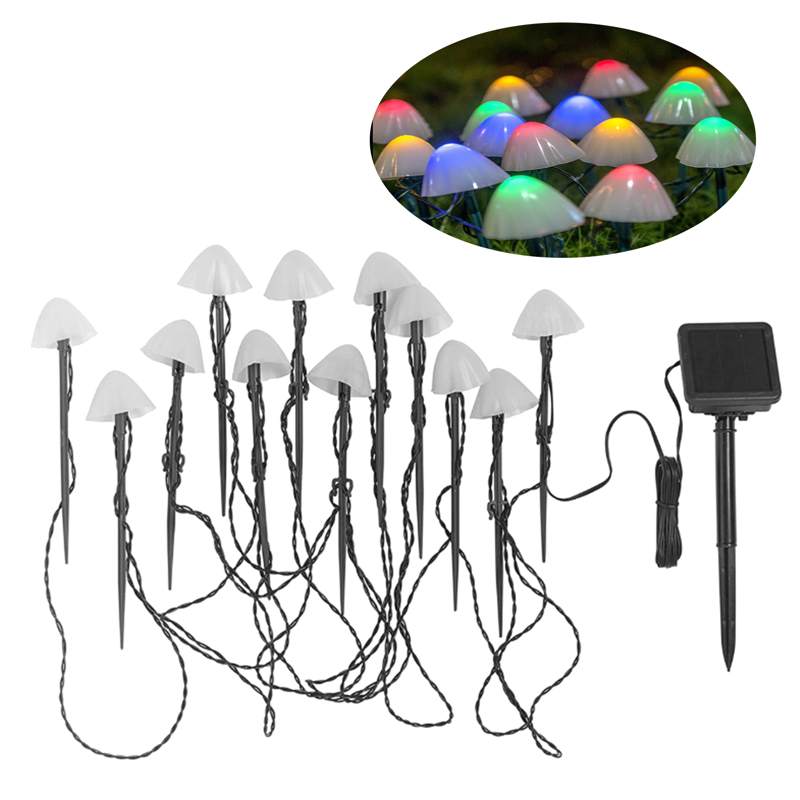 Solar-lichterkette Für Den Außenbereich, Wasserdicht, Gartenbeleuchtung, Rasendekoration, Led-pilzlampe