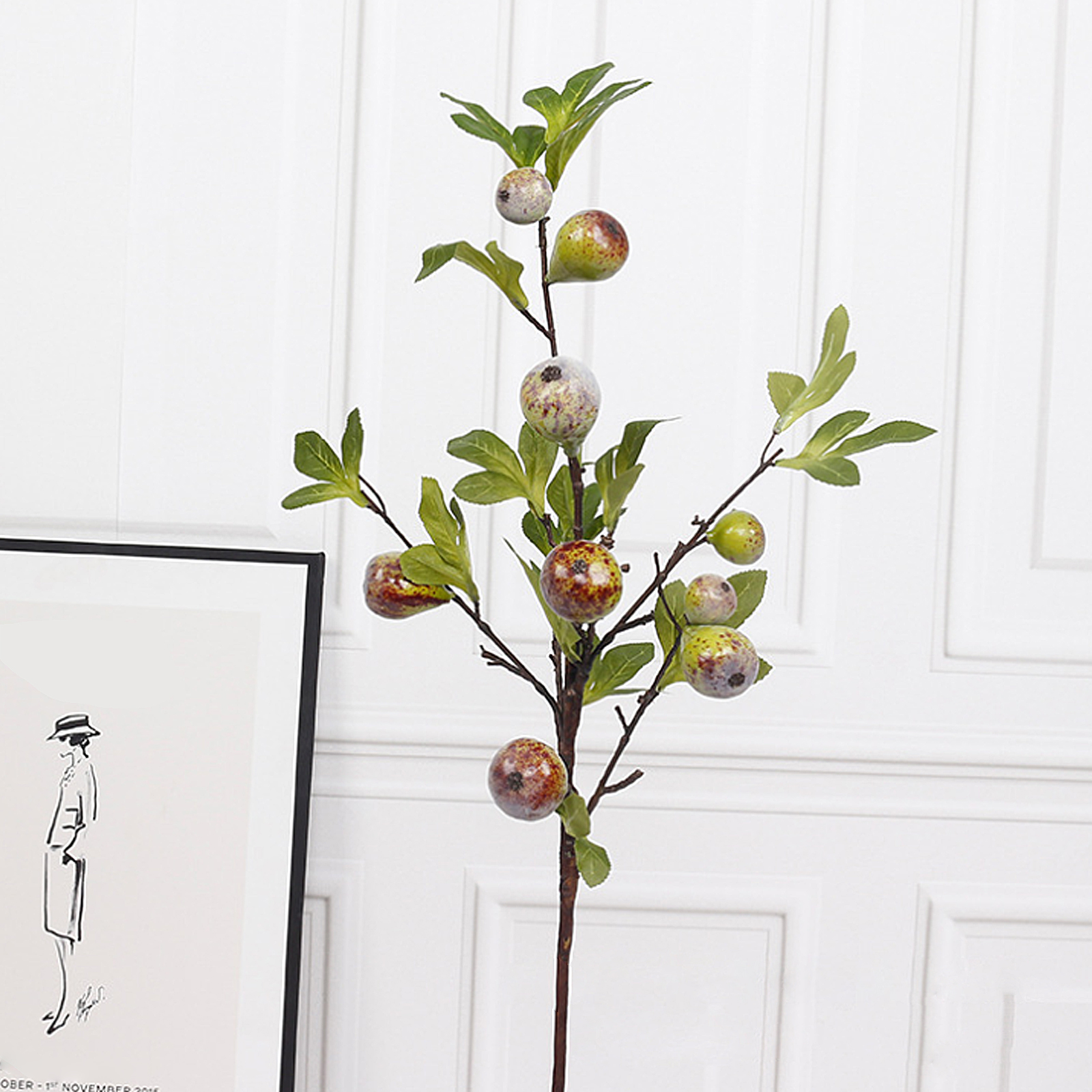 Künstlicher Feigenzweig, Dekorative, Naturgetreue Feigenstängel Für Zuhause, Hochzeiten Und Partys, Rot Und Grün, 92 Cm