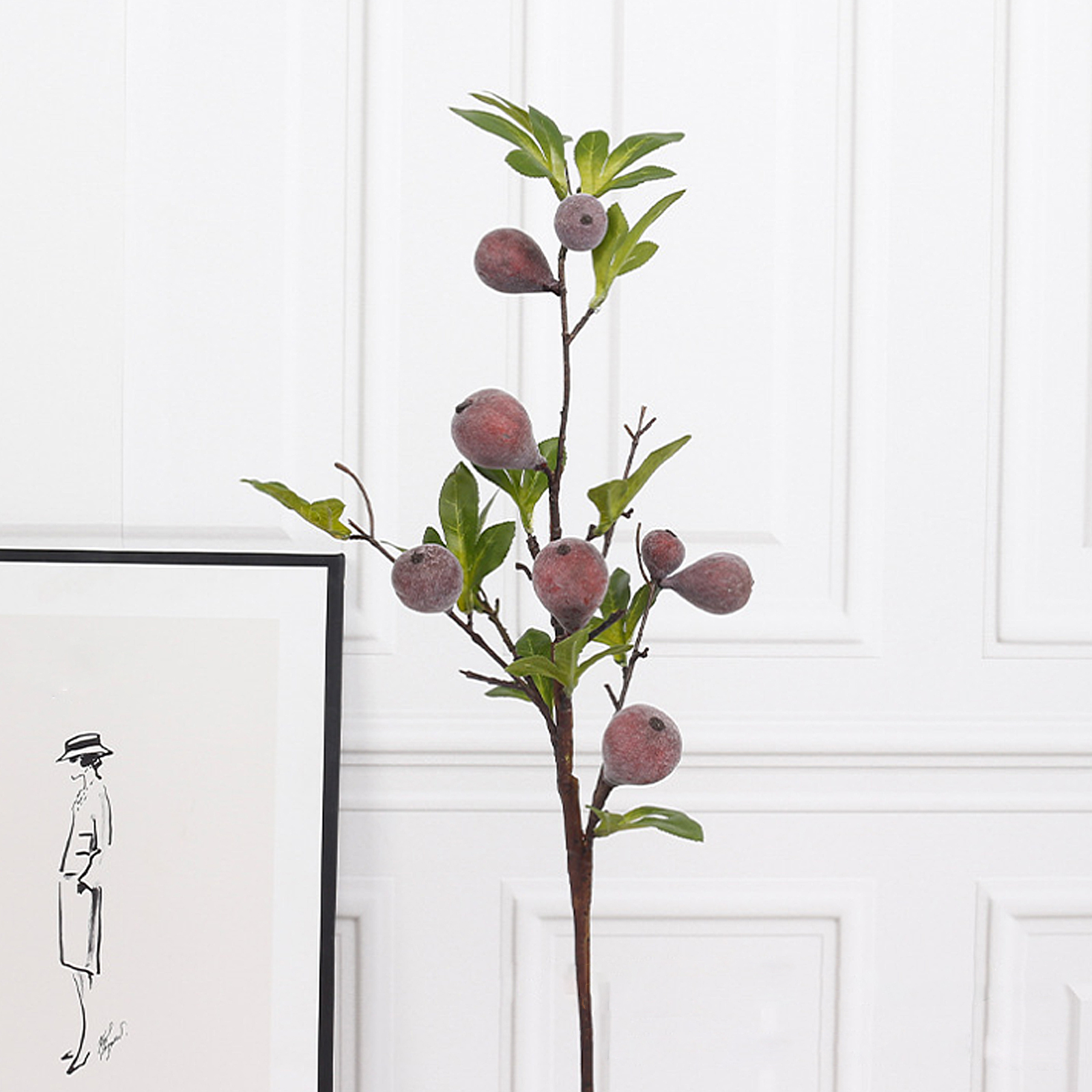 Künstlicher Feigenzweig, Dekorative, Naturgetreue Feigenstängel Für Zuhause, Hochzeiten Und Partys, Weinrot, 92 Cm