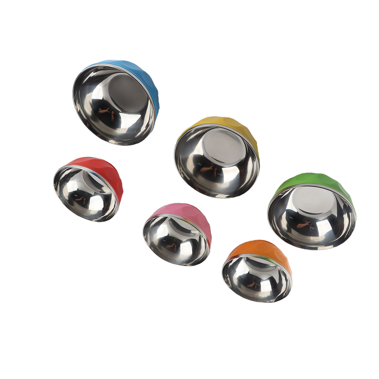 6-teiliges Set Farbiger Edelstahlschüsseln, Wärmeisolierend, Für Salate Und Nudeln, Für Die Heimische Küche (15 Cm L)