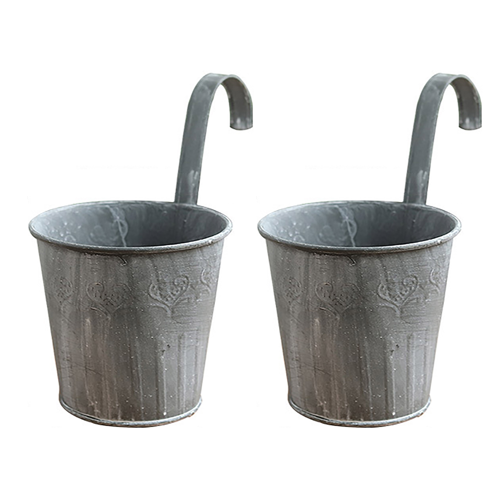 2 Stück Metalleimer Mit Haken, Vintage-hängeblumentöpfe Für Zaun, Balkon Und Garten