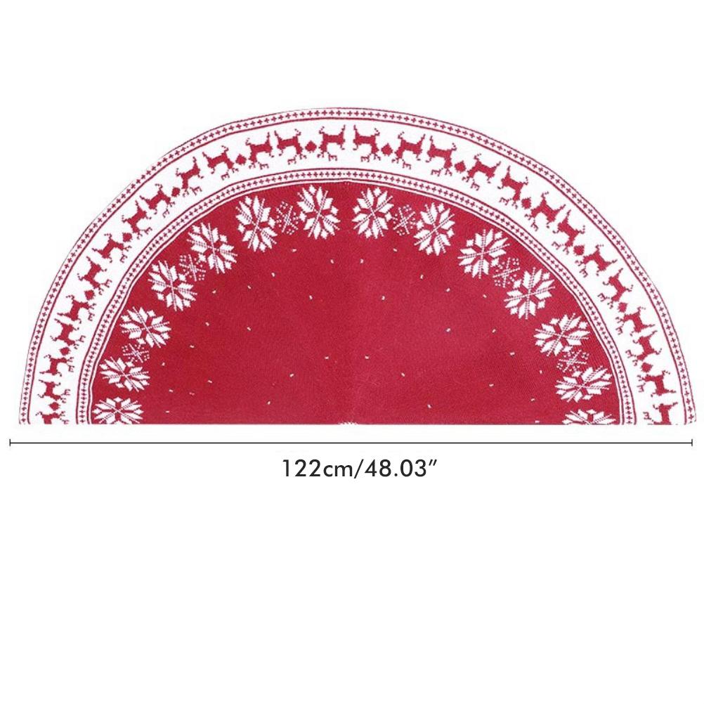 Festlicher Baumrock, Gestrickter Baumrock Mit Schneeflocken- Und Hirschmotiv, 122 Cm, Ideal Als Geschenk Für Die Feiertage