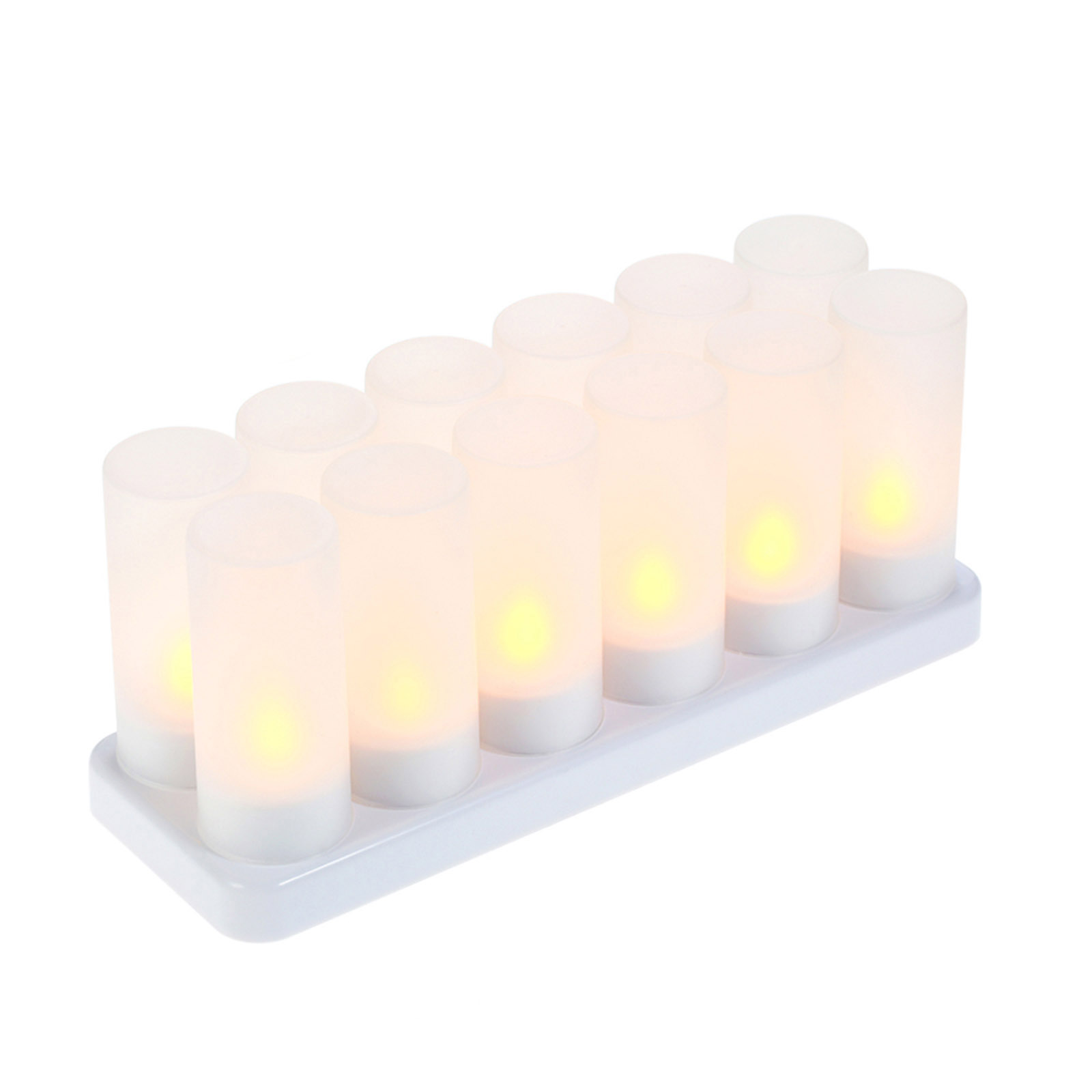 Set Mit 12 Wiederaufladbaren Led-teelichtern Mit Farbwechsel, Flackerndem, Flammenlosem Licht, Fernbedienung, Mattierten Bechern Und Ladestation Für Weihnachtsfeiern, Feiertage, Festivals Und Hochzeit