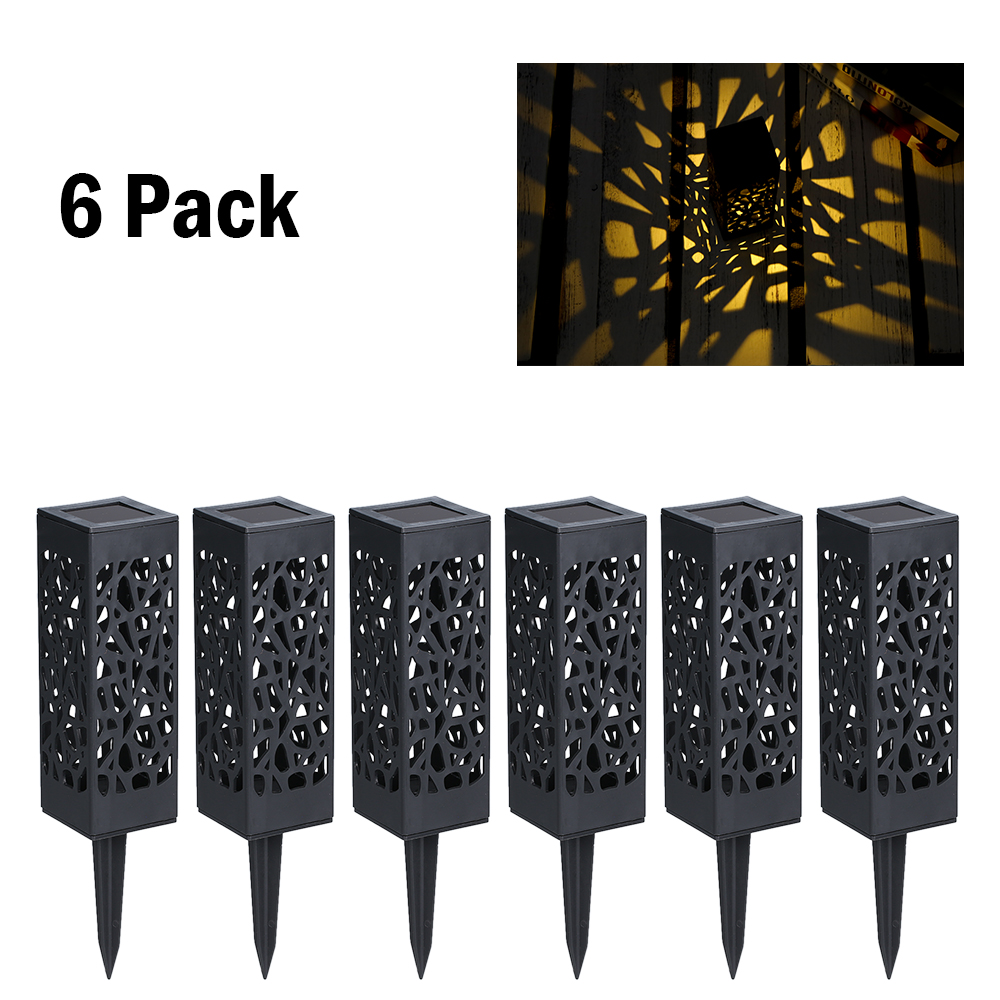 Dc2v 0,06w Solarbetriebene Led-gartenleuchte, 6er-pack, Hohles Design, Lichtempfindlicher Sensor, Ip44 Wasserdicht, Warmweiß, Für Garten, Terrasse, Hof