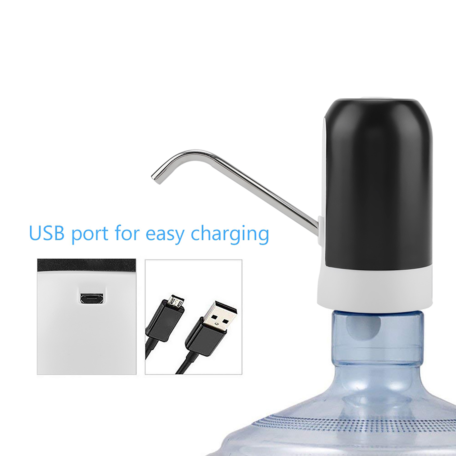Tragbarer Led-wasserspender Mit Usb-aufladung Und Licht Für Flaschenwasser, Geeignet Für Zuhause Und Büro (schwarz)