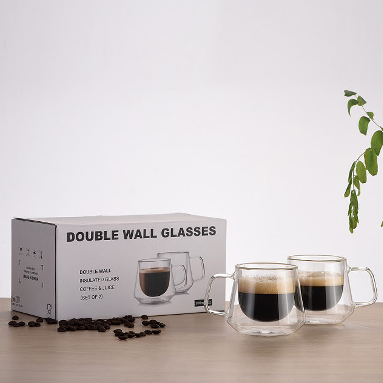 2 Doppelwandige Glasbecher, Transparente Tassen Für Kaffee, Milch Und Fruchtsaft, 85 Mm Hoch, 78 Mm Öffnungsdurchmesser, 70 Mm Bodendurchmesser, 200 Ml