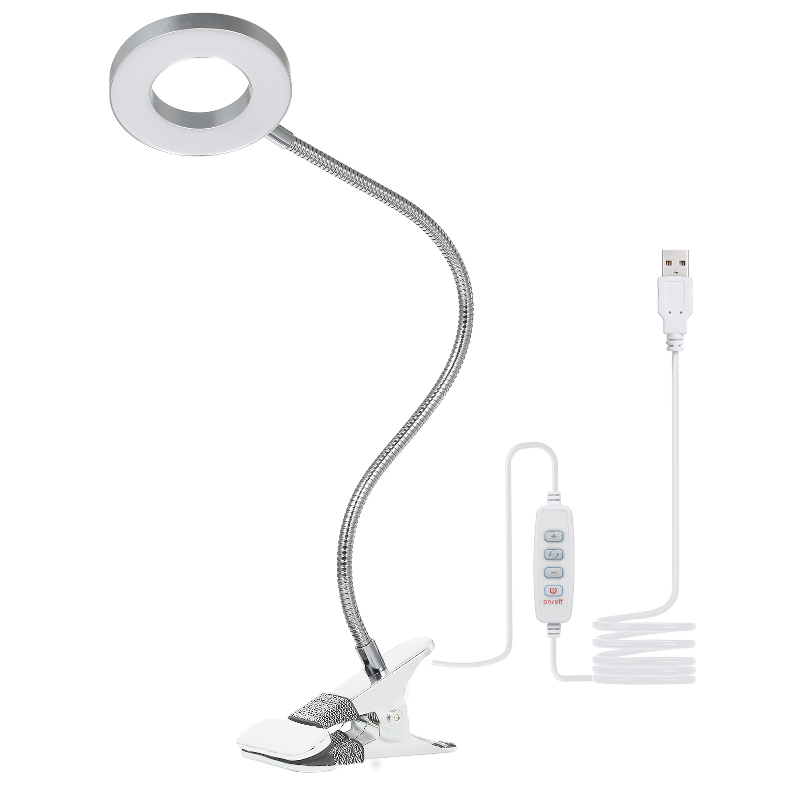 Tomshine Klemm-usb-tischleuchte Mit 3 Farbmodi Und 10 Helligkeitsstufen, Augenschonendes, Dimmbares Leselicht Mit 48 Leds, 360° Flexible Schreibtischleuchte