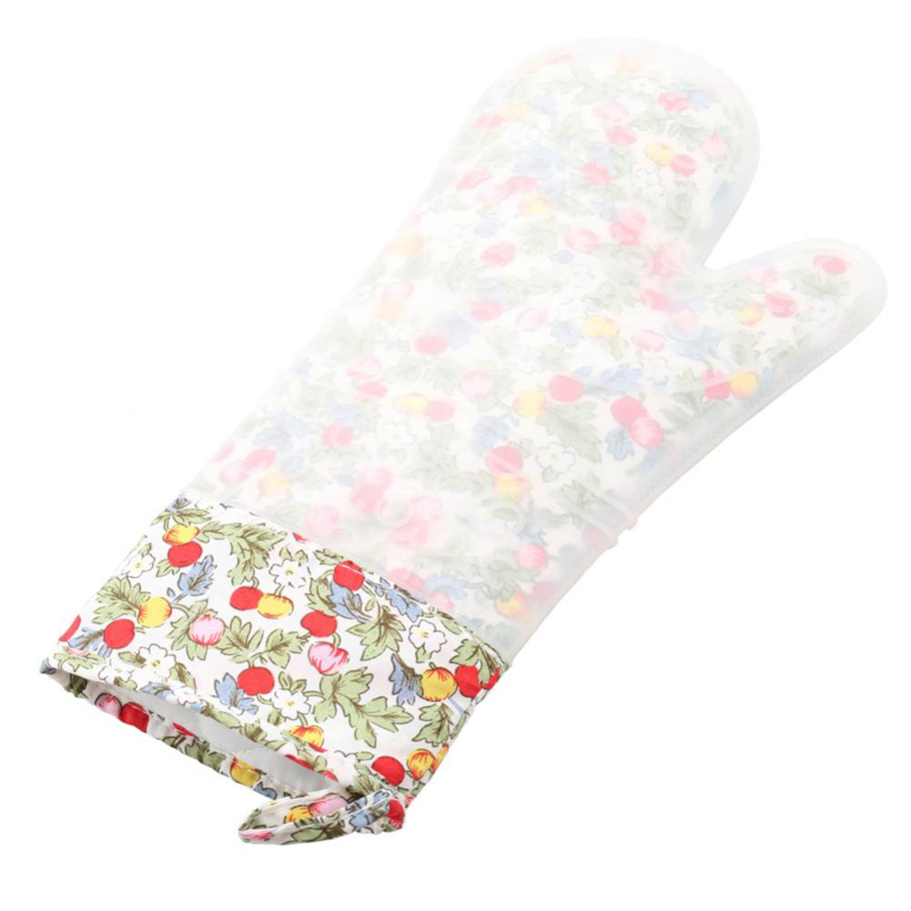 Stück Geblümter, Hitzebeständiger Silikonhandschuh Aus Baumwolle Für Mikrowelle, Backofen Und Küche