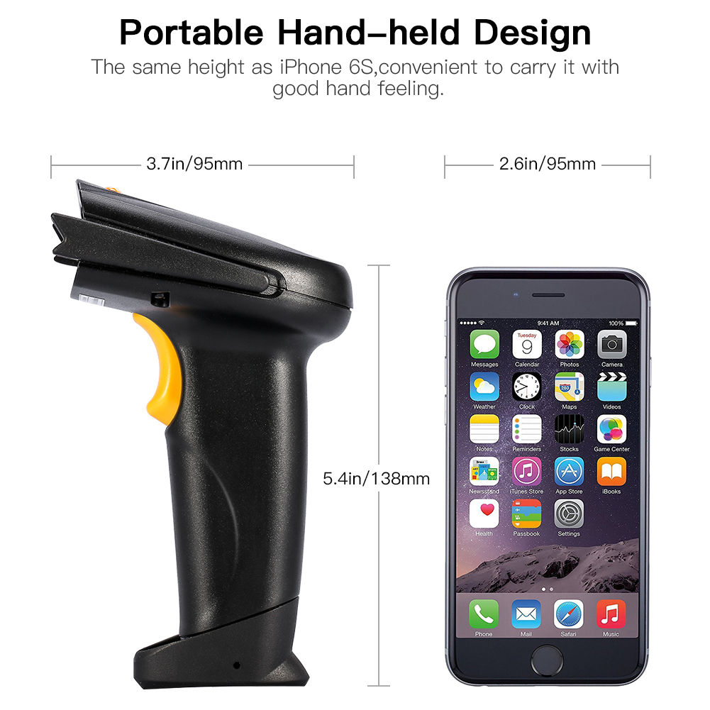Kabelloser Barcode-leser, Hand-barcode-scanner, Bluetooth- Und Usb-kabelverbindung