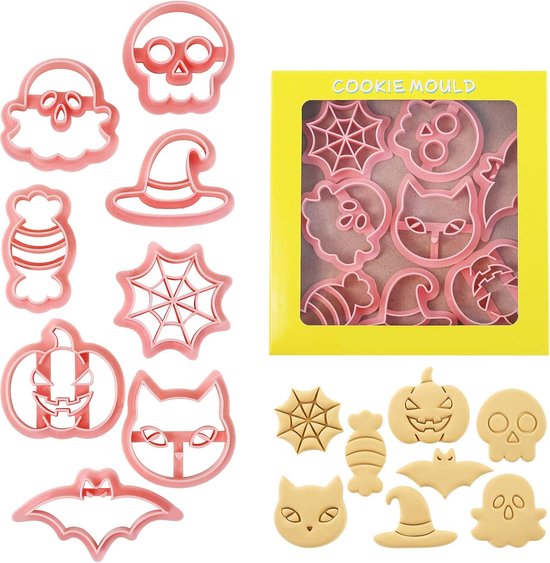 Halloween-ausstechformen – 8er-set, Keksausstecher Aus Kunststoff Mit 3d-geisterprägung, Kürbis-werkzeuge, Halloween-ausstechformen – Keksausstecher – Kuchendekorationen (halloween, Stil F)
