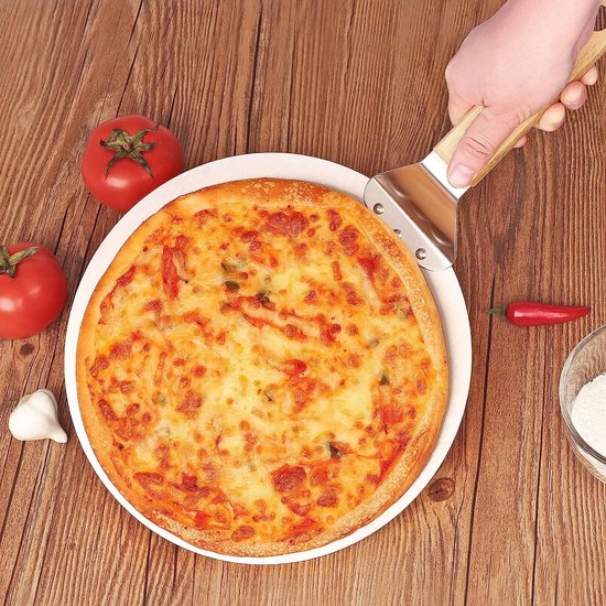 Burnic Pizzaschieber Aus Edelstahl – Rund – Für Grill Und Backofen – Pizzawender – Holzgriff – Ø 30 Cm