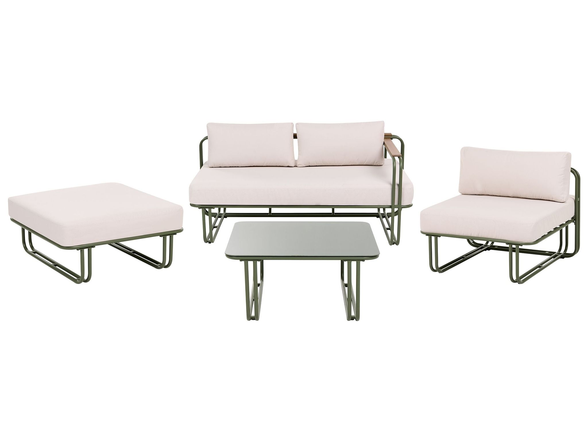 Lounge Set Mit Tisch Und Ottomane 3-sitzer Camerota Metall Grün